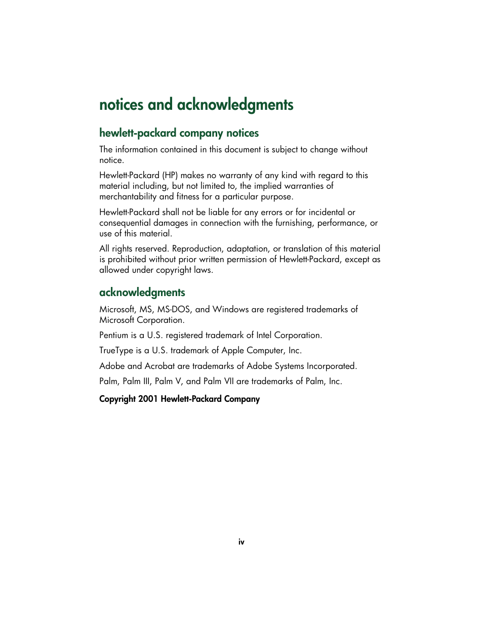 Notices and acknowledgments, Hewlett-packard company notices, Acknowledgments | HP Color Inkjet cp1160 Printer series User Manual | Page 5 / 213