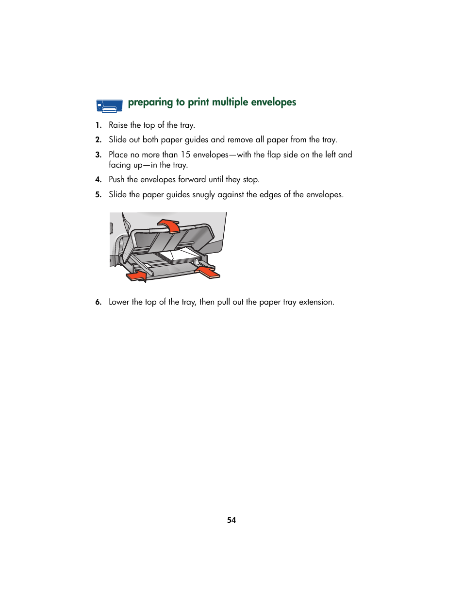 Preparing to print multiple envelopes | HP Color Inkjet cp1160 Printer series User Manual | Page 62 / 213