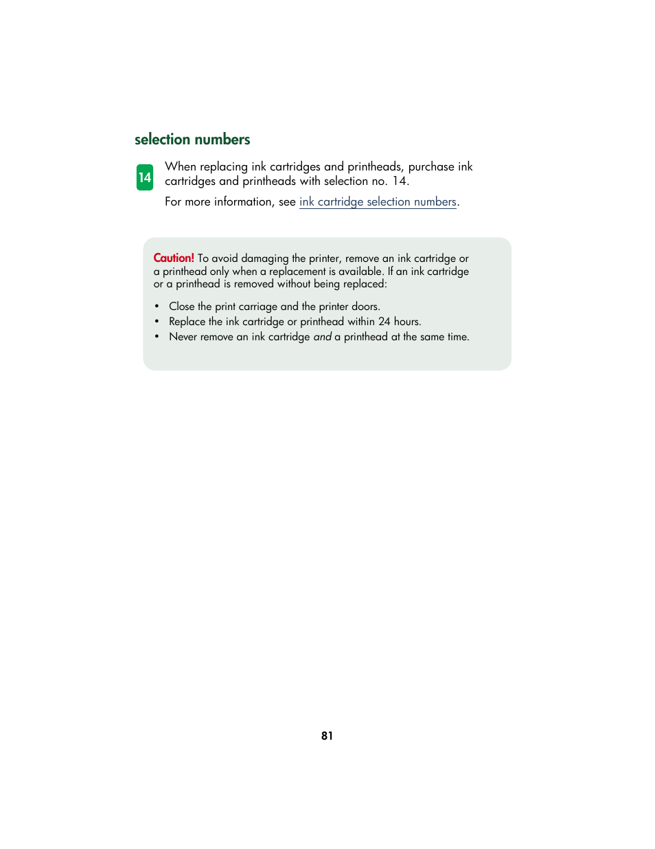 Selection numbers | HP Color Inkjet cp1160 Printer series User Manual | Page 89 / 213