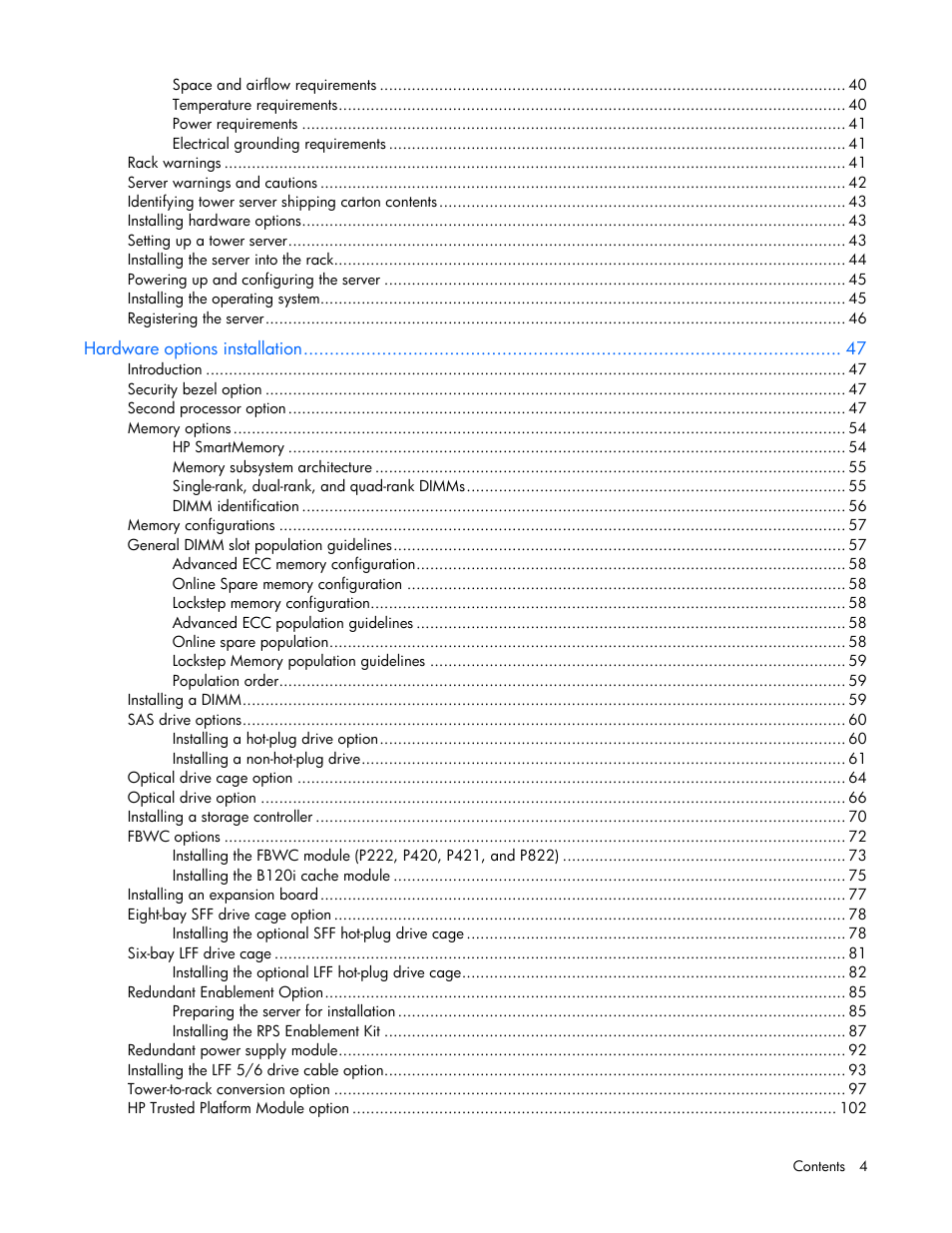 HP ProLiant ML350e Gen8 Server User Manual | Page 4 / 147