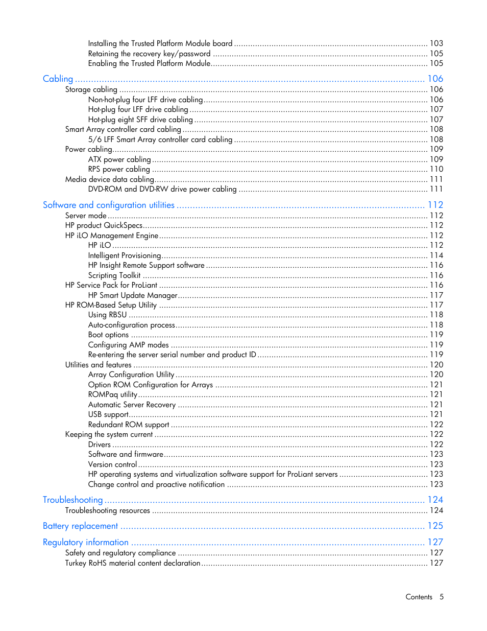 HP ProLiant ML350e Gen8 Server User Manual | Page 5 / 147