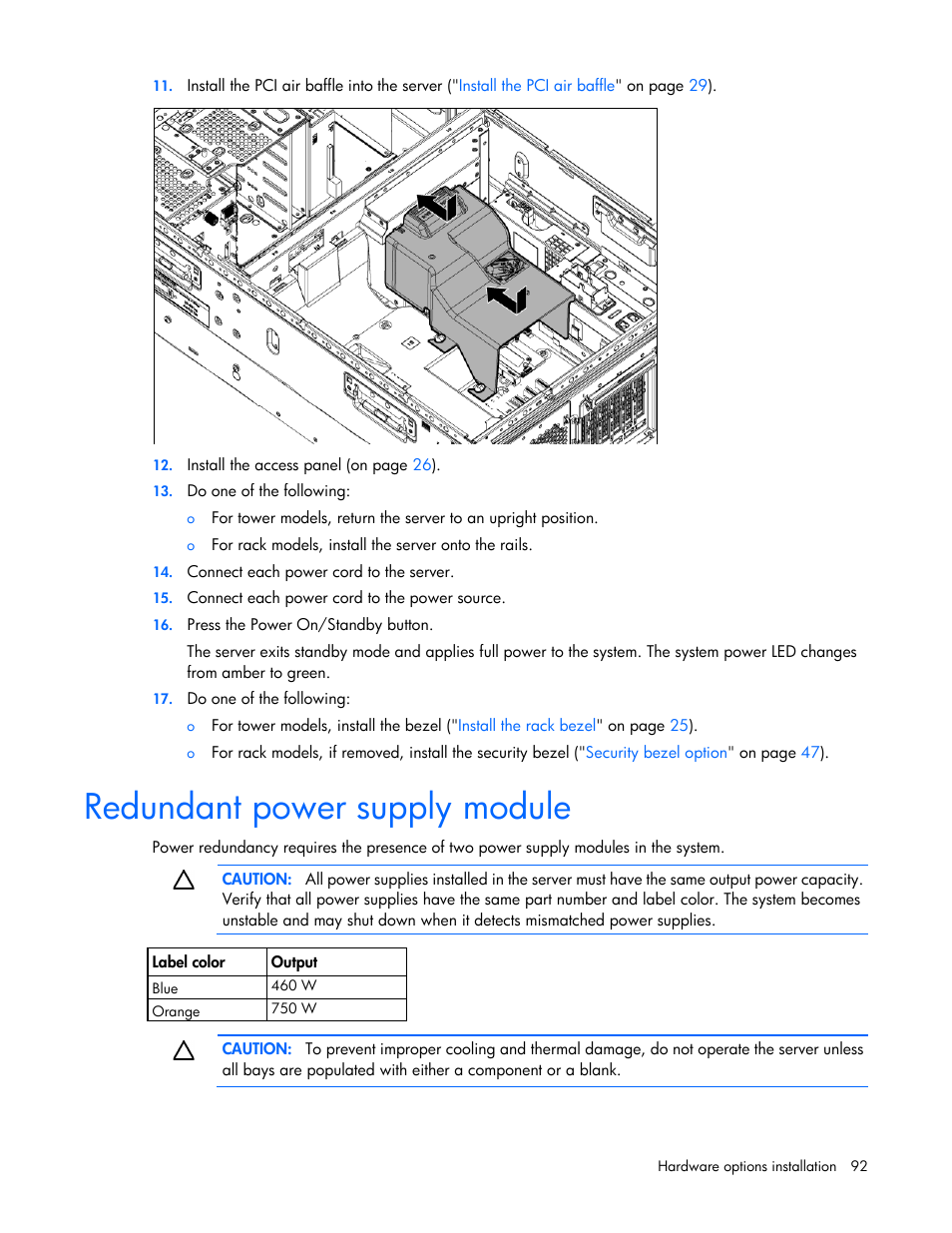 Redundant power supply module | HP ProLiant ML350e Gen8 Server User Manual | Page 92 / 147