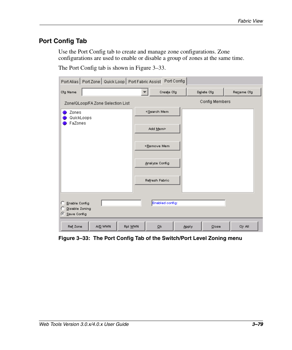 Port config tab, Port config tab –79 | HP StorageWorks 2.32 SAN Switch User Manual | Page 115 / 348