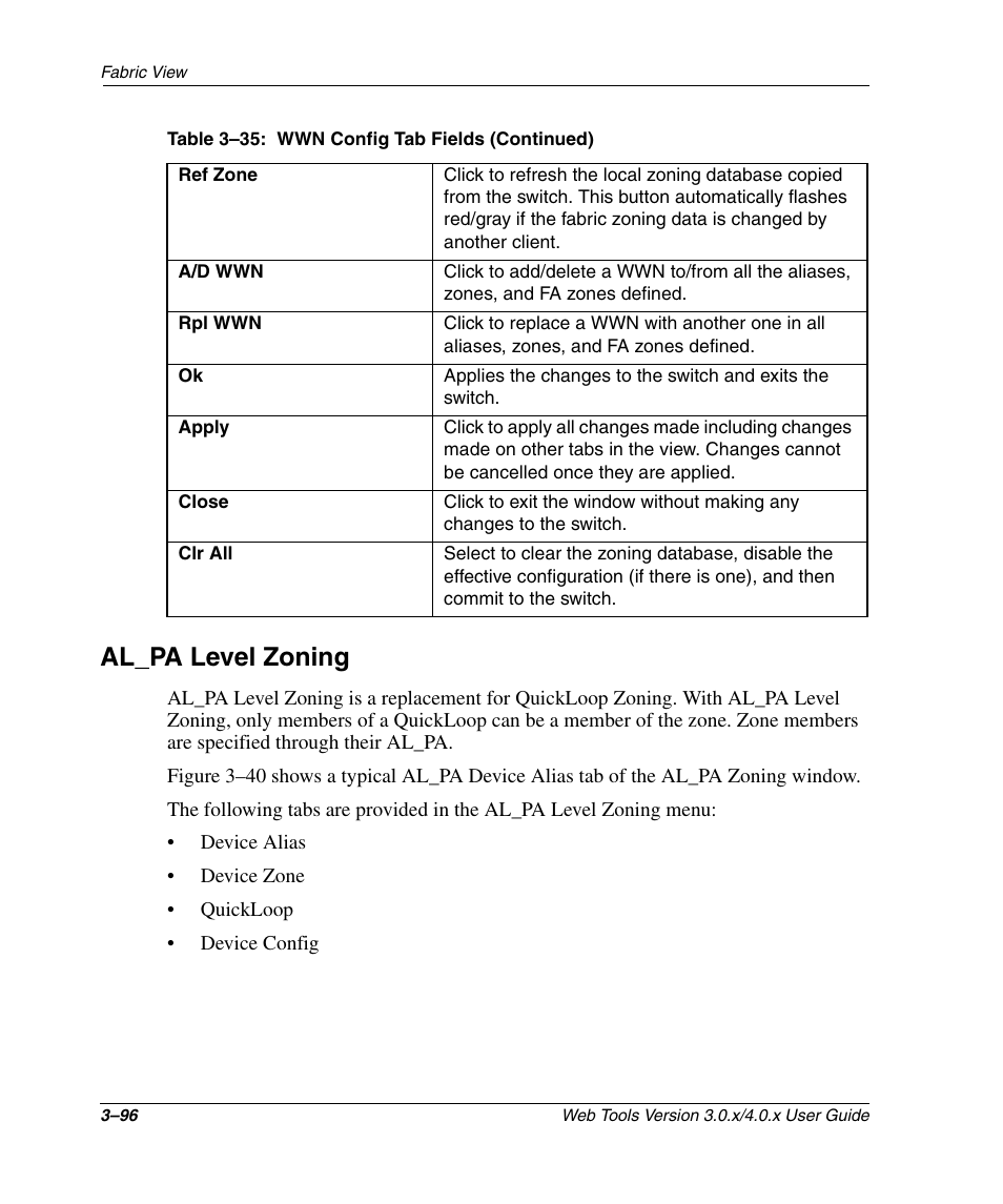 Al_pa level zoning, Al_pa level zoning –96 | HP StorageWorks 2.32 SAN Switch User Manual | Page 132 / 348