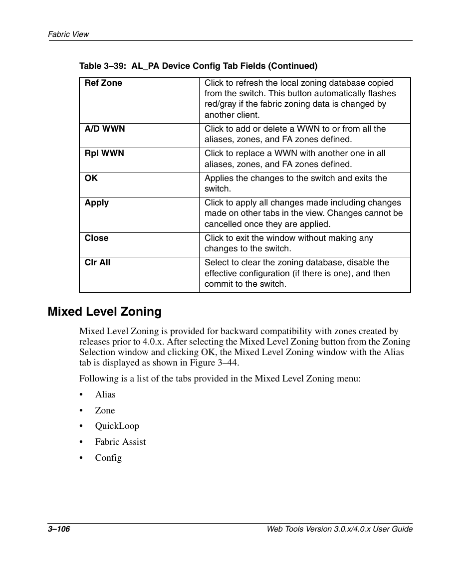 Mixed level zoning, Mixed level zoning –106 | HP StorageWorks 2.32 SAN Switch User Manual | Page 142 / 348