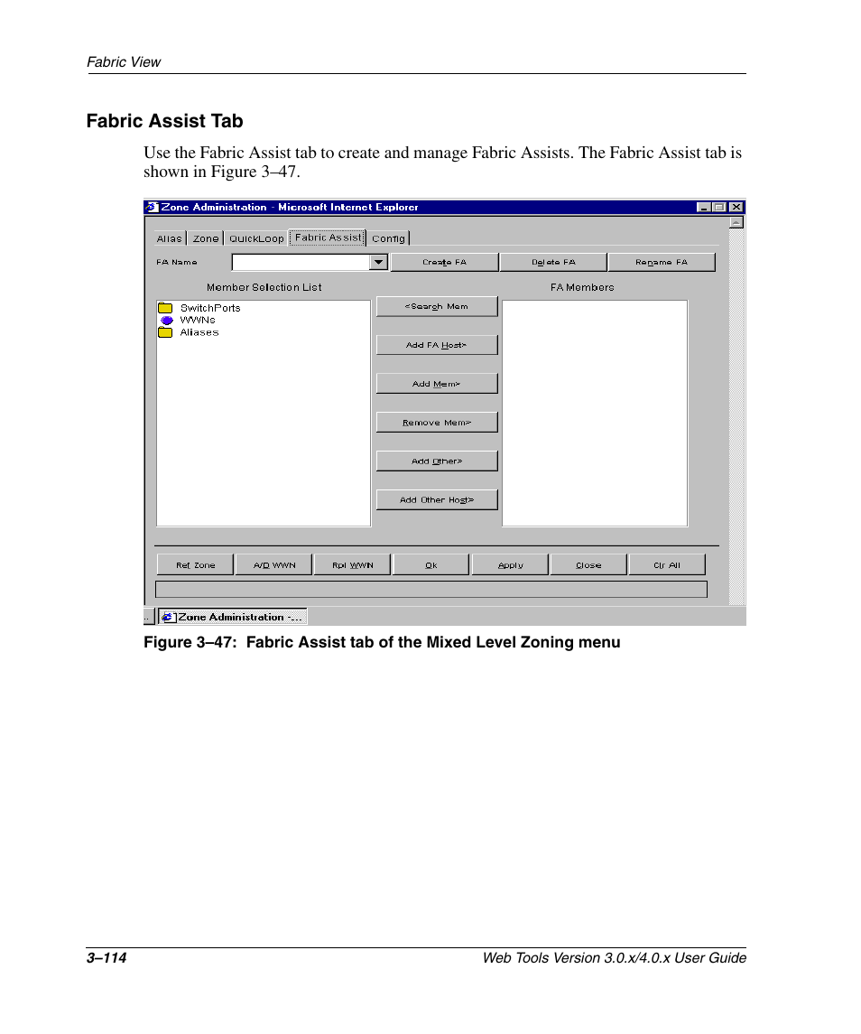 Fabric assist tab, Fabric assist tab –114 | HP StorageWorks 2.32 SAN Switch User Manual | Page 150 / 348