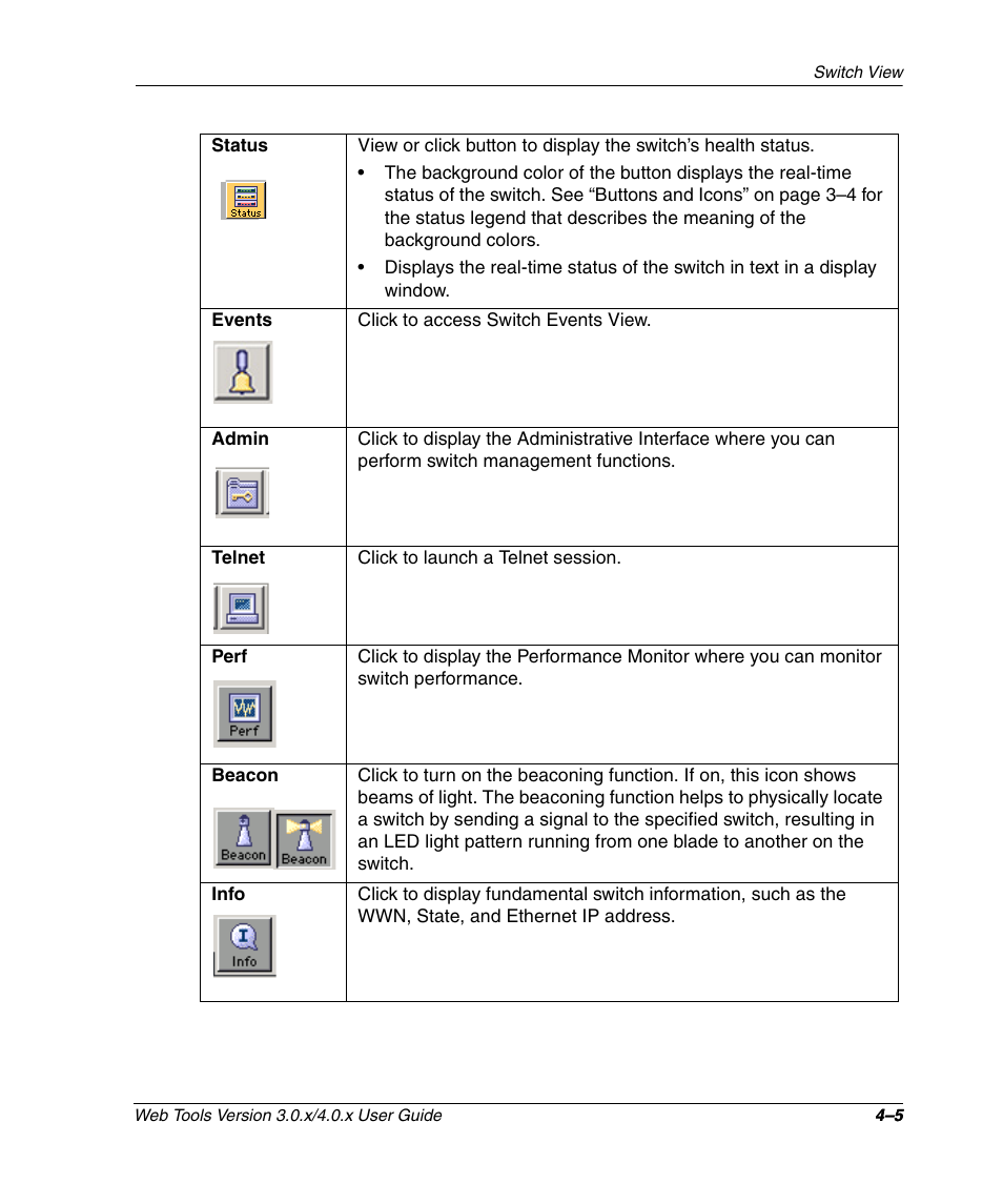 E “beacon | HP StorageWorks 2.32 SAN Switch User Manual | Page 161 / 348