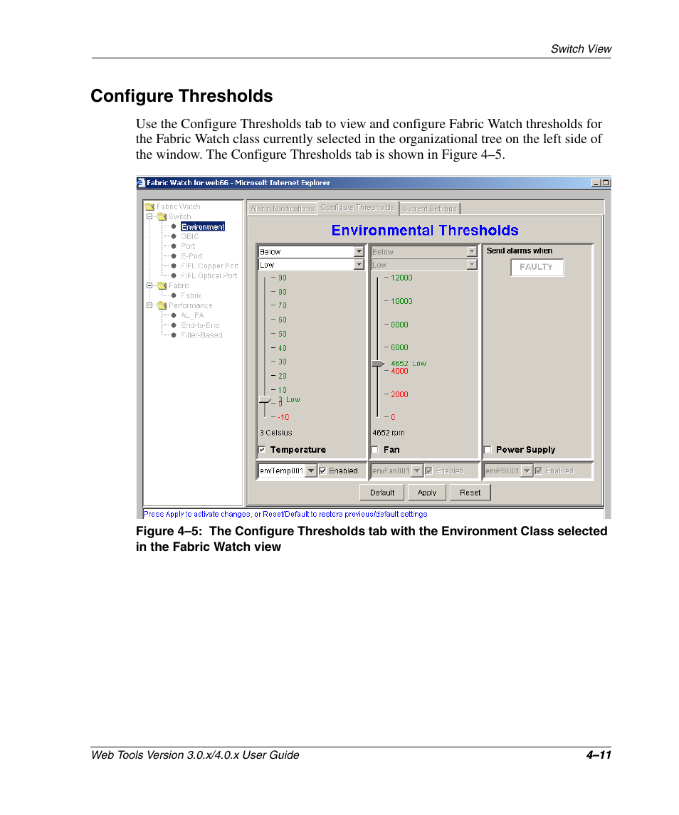 Configure thresholds, Configure thresholds –11 | HP StorageWorks 2.32 SAN Switch User Manual | Page 167 / 348