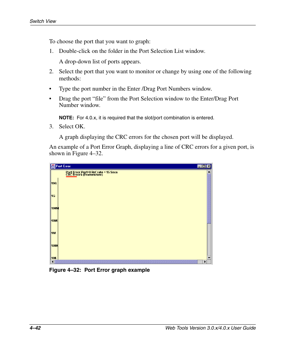 Figure 4-32: port error graph example, Port error graph example, Figure 4–32 | HP StorageWorks 2.32 SAN Switch User Manual | Page 198 / 348