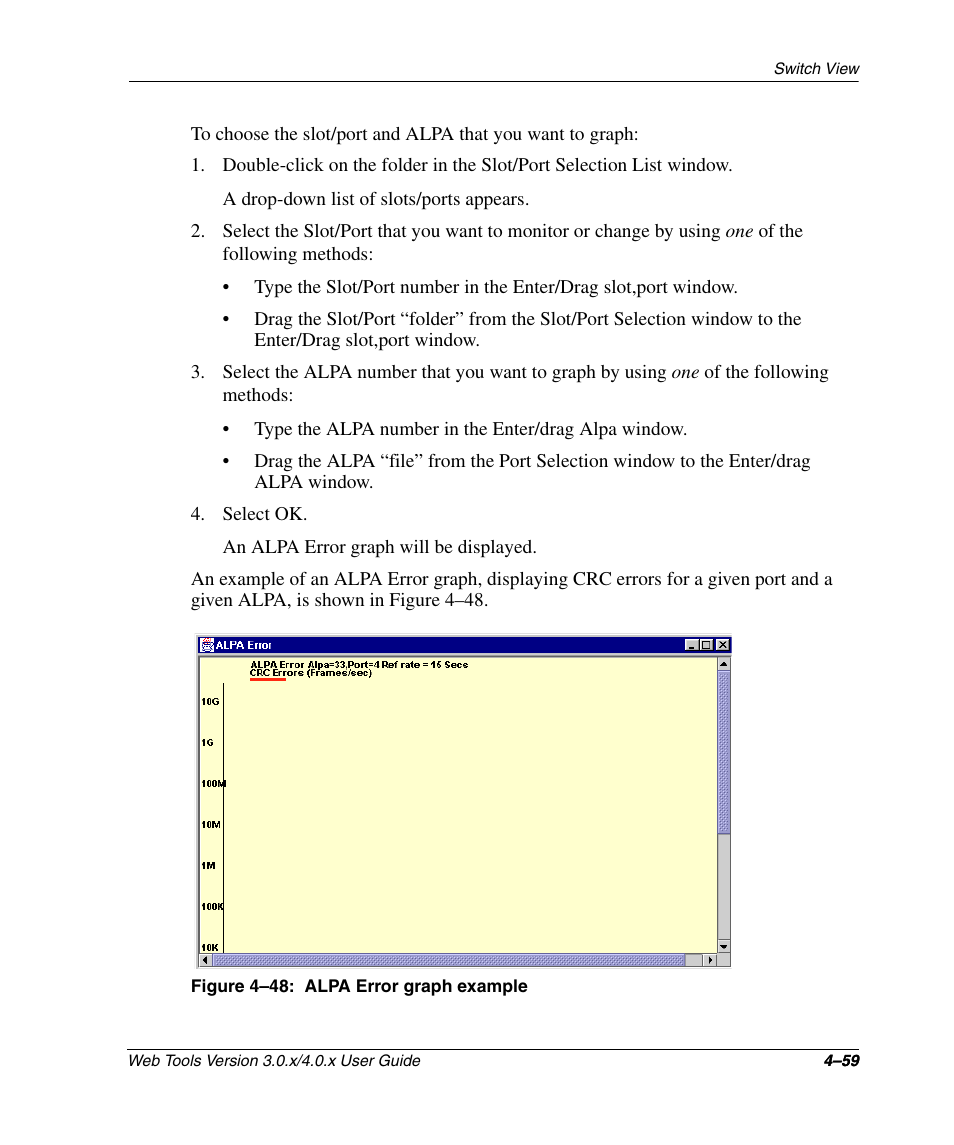 Figure 4-48: alpa error graph example, Alpa error graph example –59 | HP StorageWorks 2.32 SAN Switch User Manual | Page 215 / 348