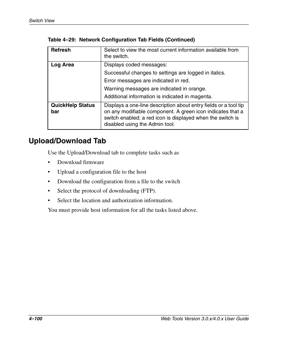 Upload/download tab, Upload/download tab –100, E “upload/download tab | HP StorageWorks 2.32 SAN Switch User Manual | Page 256 / 348