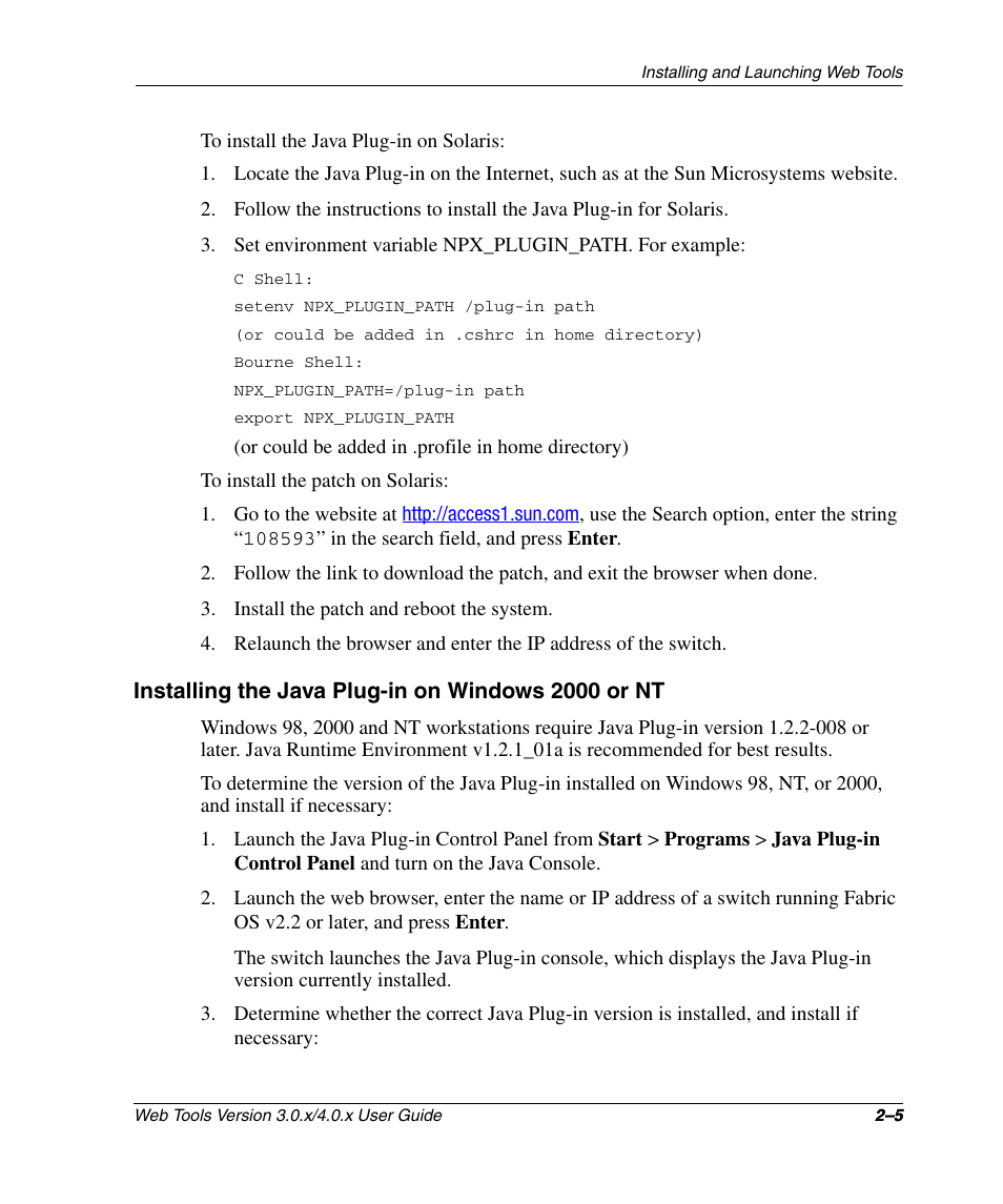 Installing the java plug-in on windows 2000 or nt | HP StorageWorks 2.32 SAN Switch User Manual | Page 35 / 348