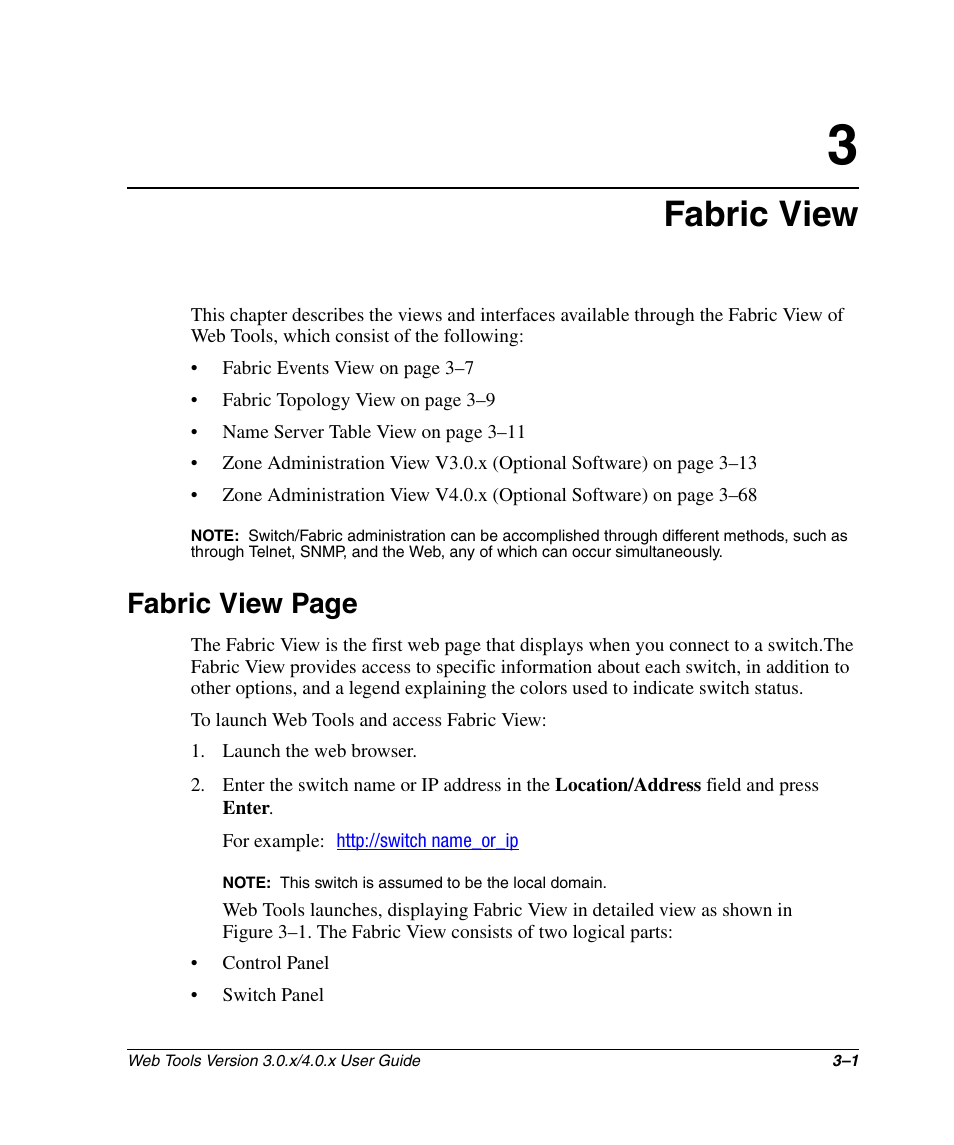 Fabric view, E “fabric view, Fabric view page | HP StorageWorks 2.32 SAN Switch User Manual | Page 37 / 348