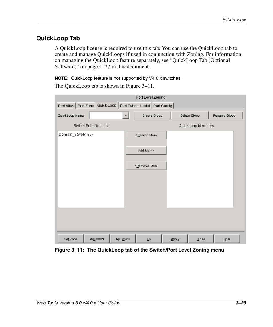 Quickloop tab, Quickloop tab –23 | HP StorageWorks 2.32 SAN Switch User Manual | Page 59 / 348
