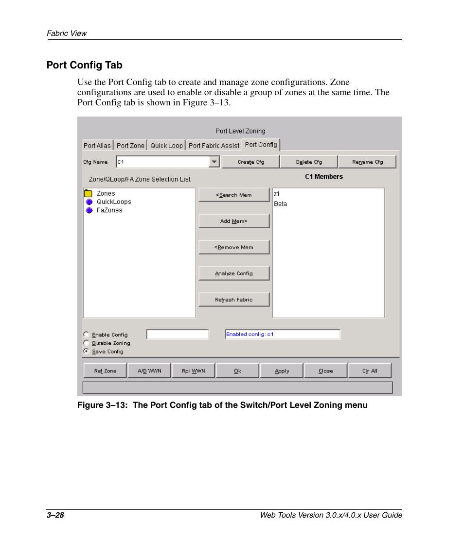 Port config tab, Port config tab –28 | HP StorageWorks 2.32 SAN Switch User Manual | Page 64 / 348
