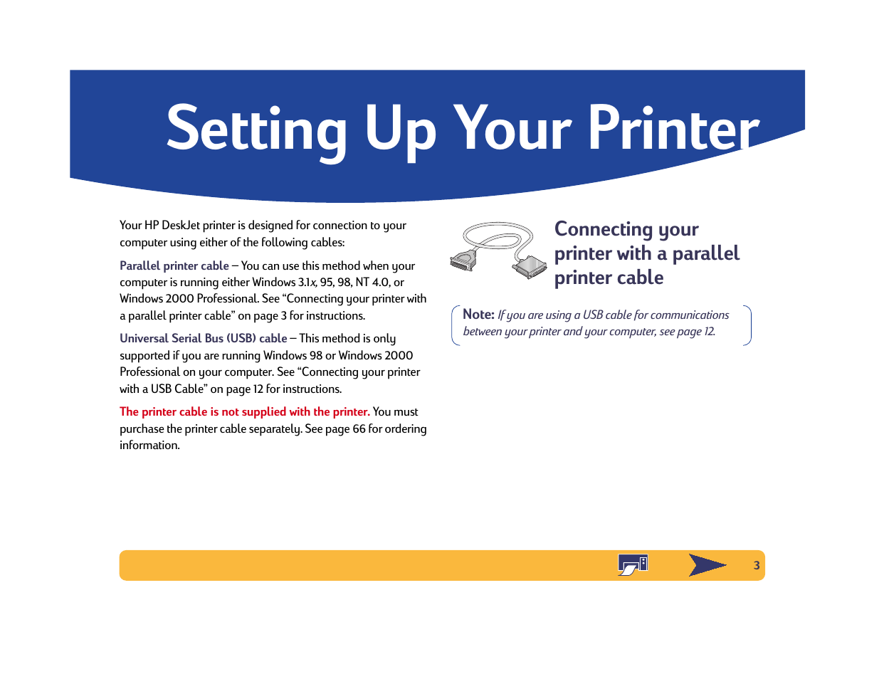 Setting up your printer | HP Deskjet 642c Printer User Manual | Page 3 / 70