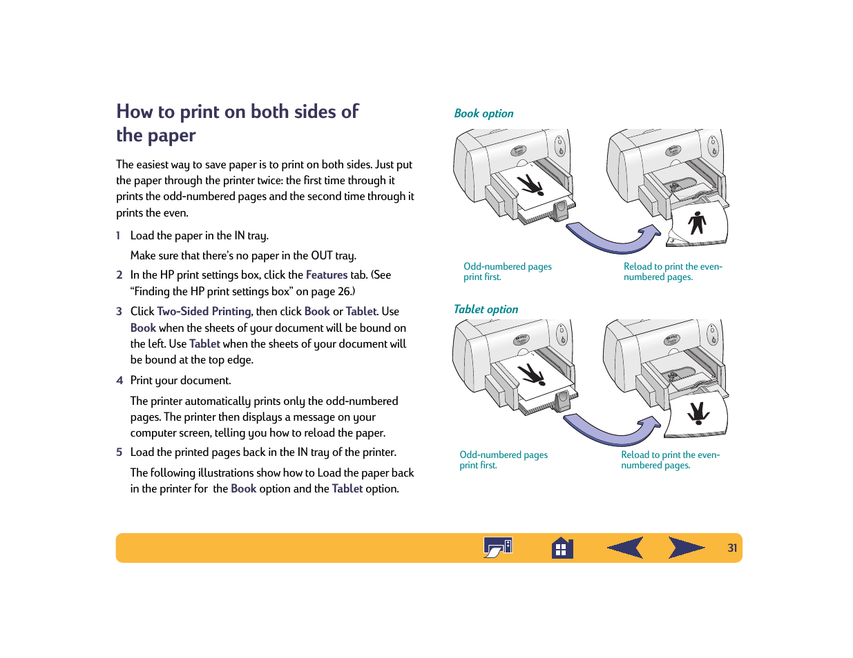 How to print on both sides of the paper | HP Deskjet 642c Printer User Manual | Page 31 / 70