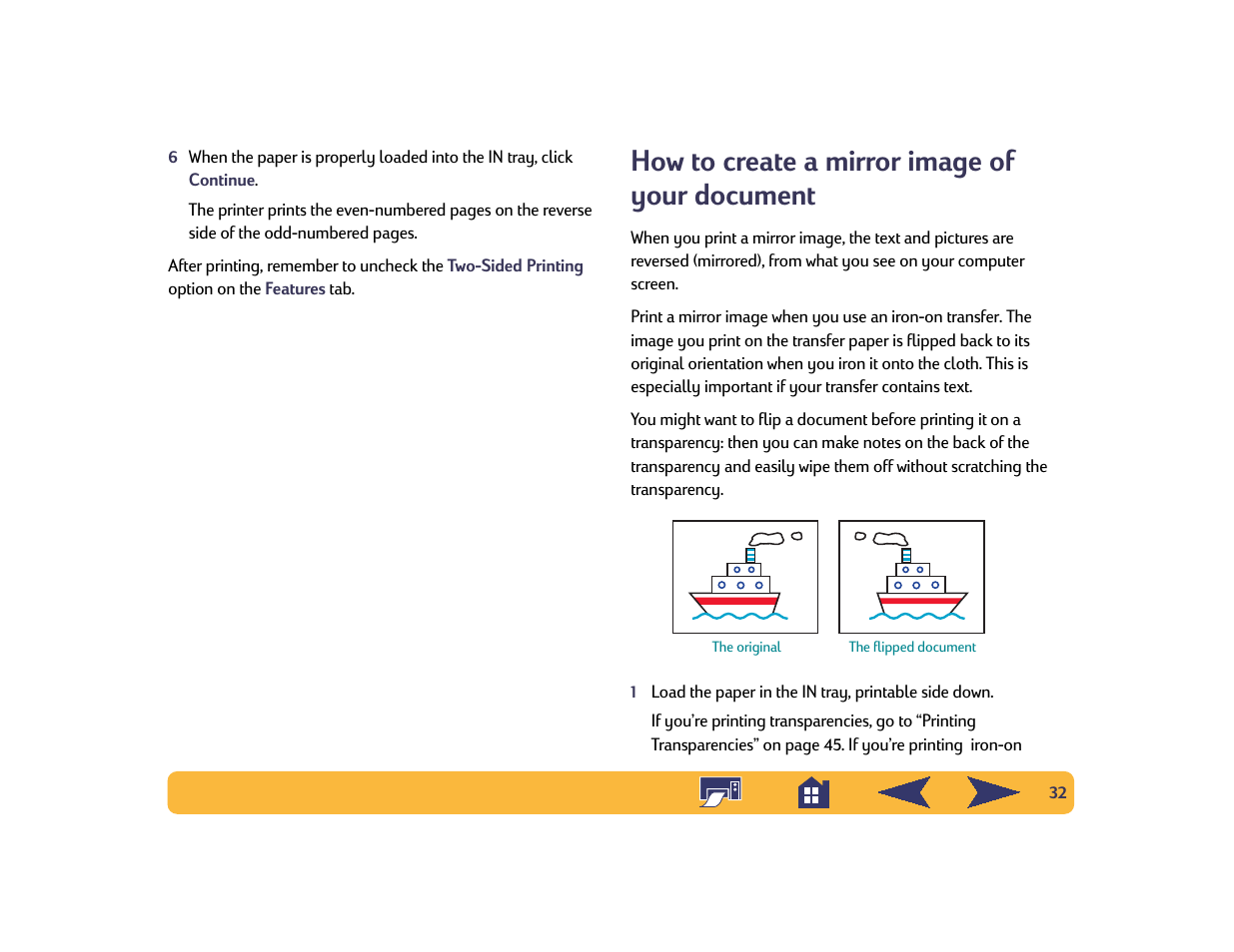 How to create a mirror image of your document | HP Deskjet 642c Printer User Manual | Page 32 / 70