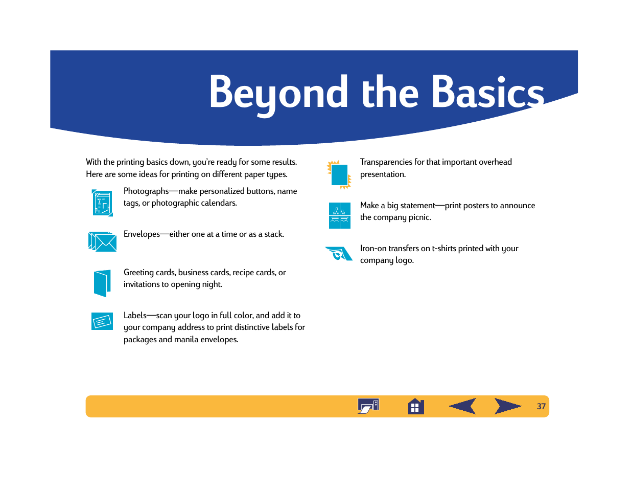 Beyond the basics | HP Deskjet 642c Printer User Manual | Page 37 / 70