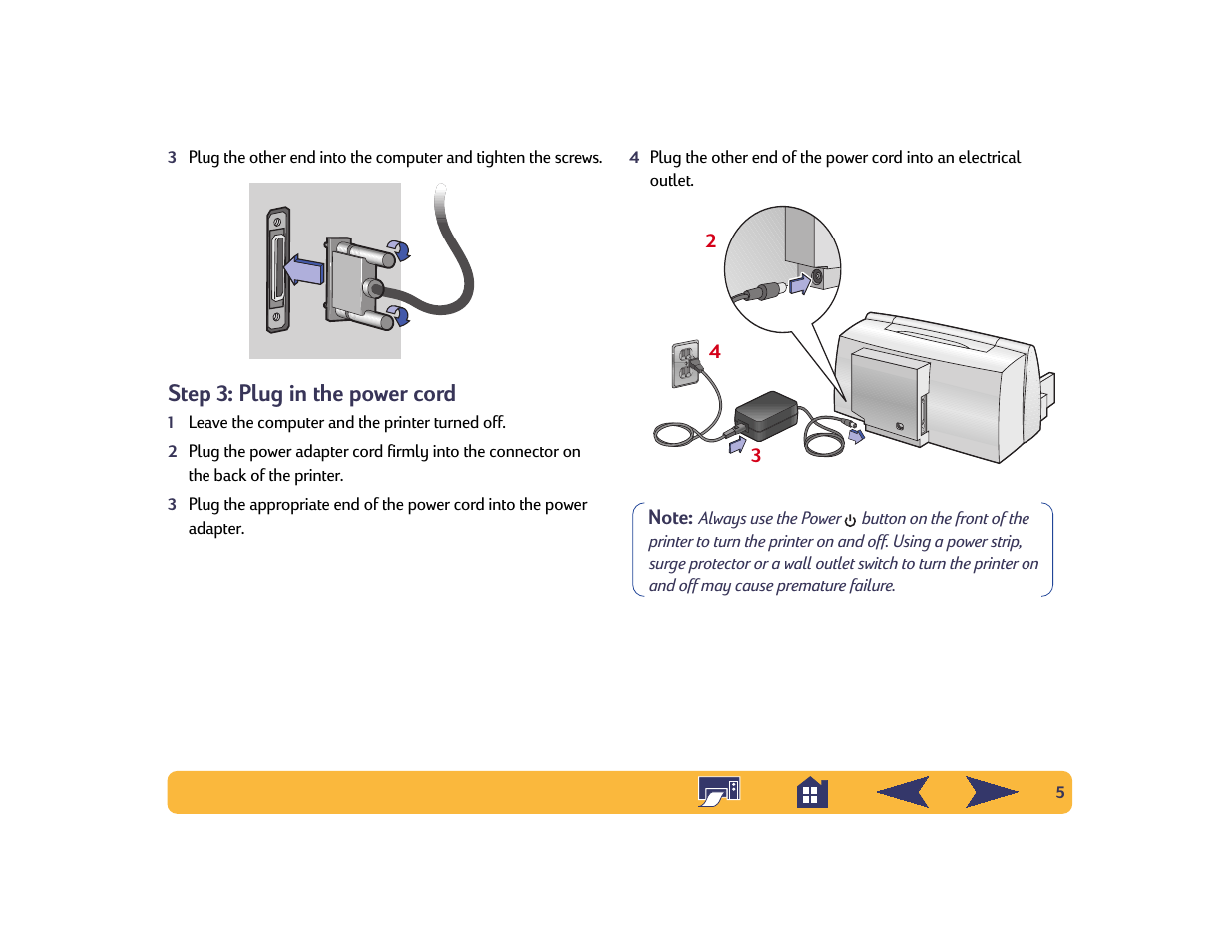 Step 3: plug in the power cord | HP Deskjet 642c Printer User Manual | Page 5 / 70