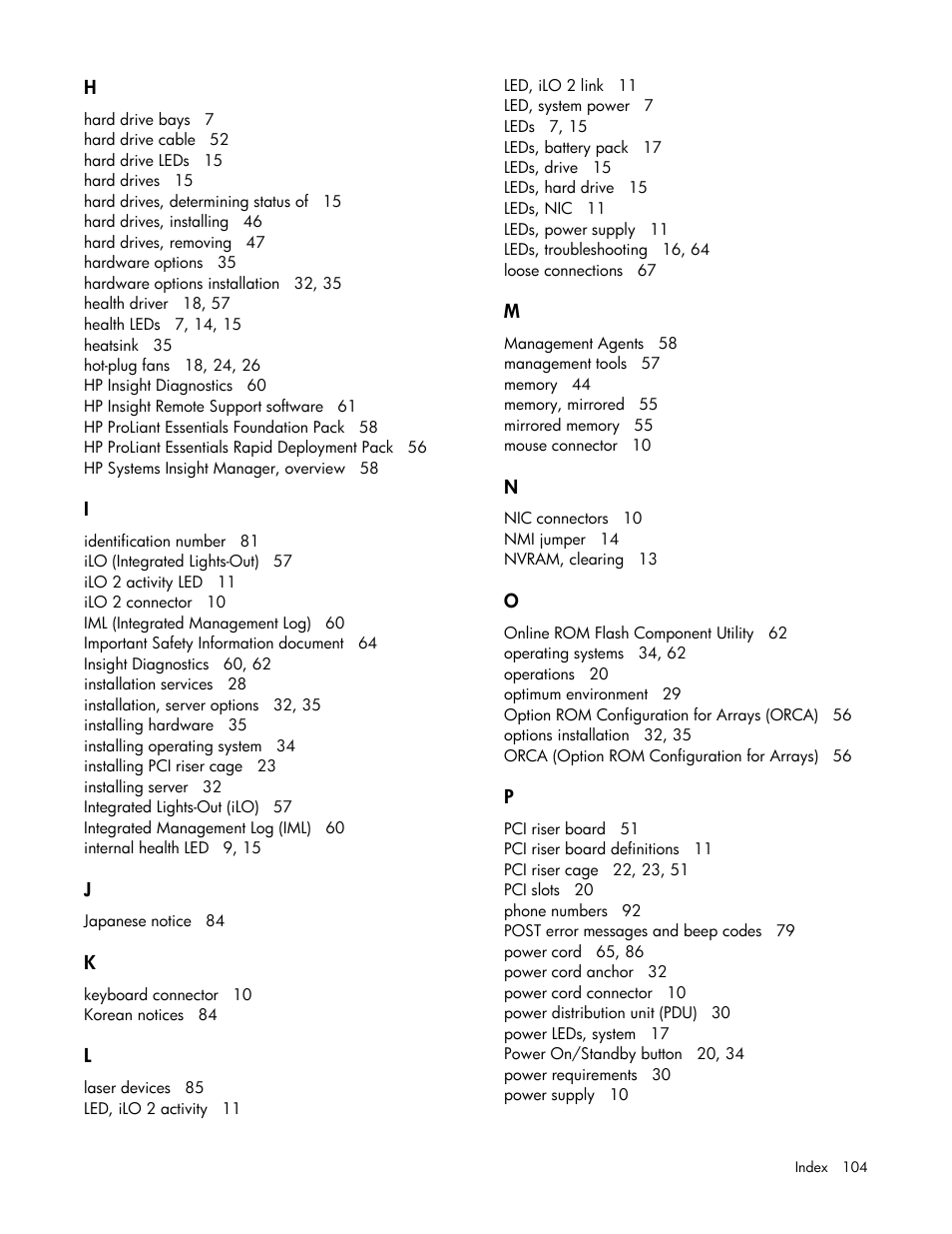 HP ProLiant DL385 G6 Server User Manual | Page 104 / 106