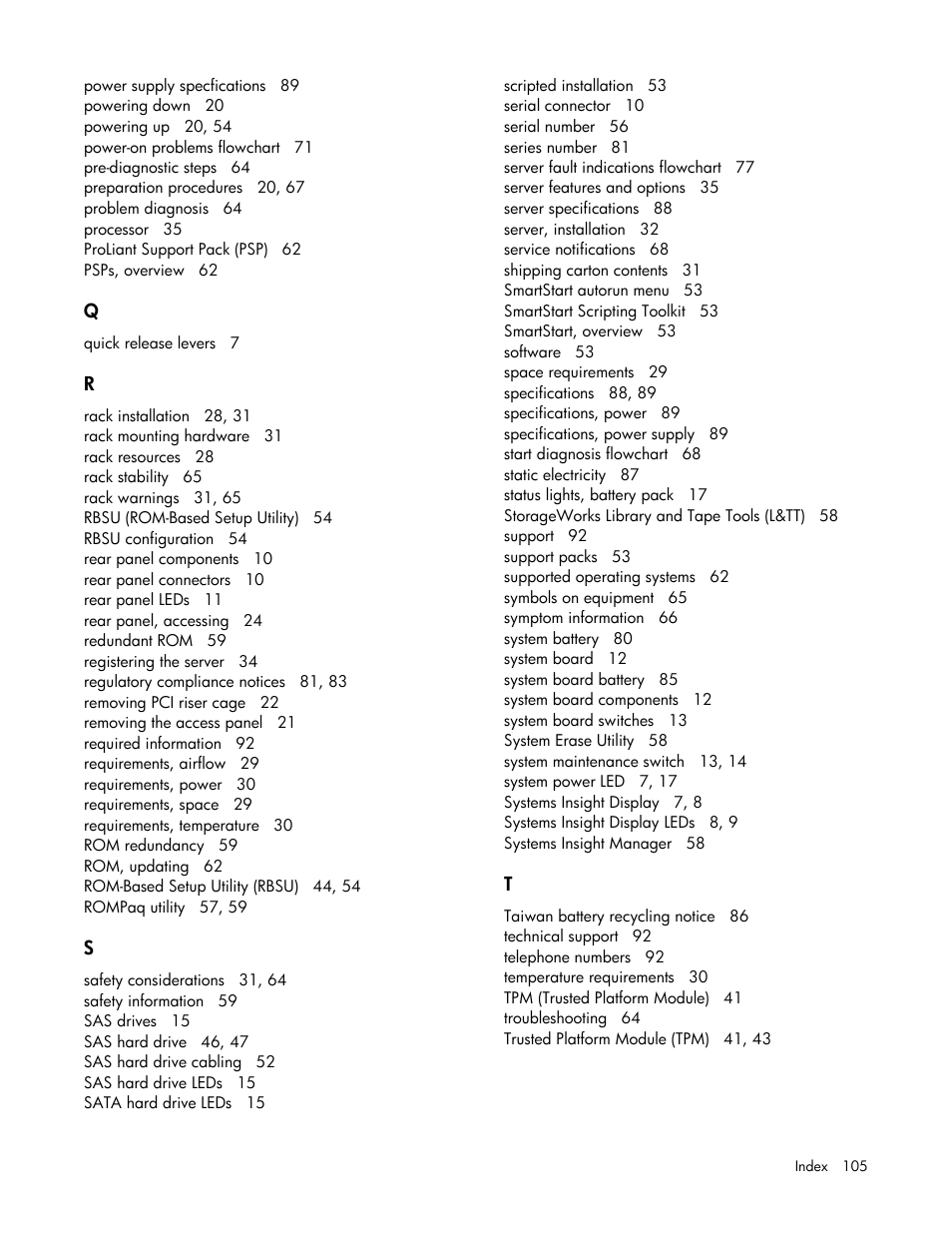 HP ProLiant DL385 G6 Server User Manual | Page 105 / 106