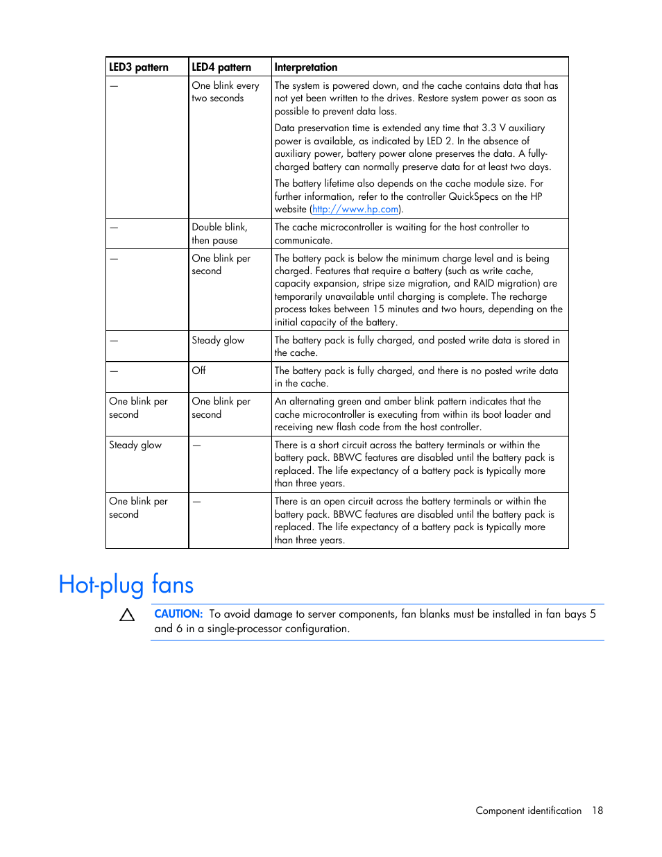 Hot-plug fans | HP ProLiant DL385 G6 Server User Manual | Page 18 / 106