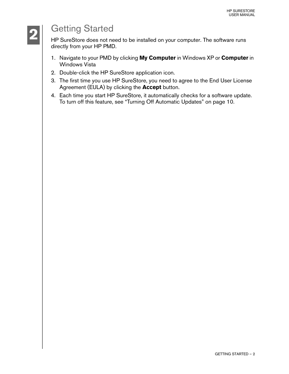 Getting started | HP HD4000 Personal Media Drive User Manual | Page 5 / 14