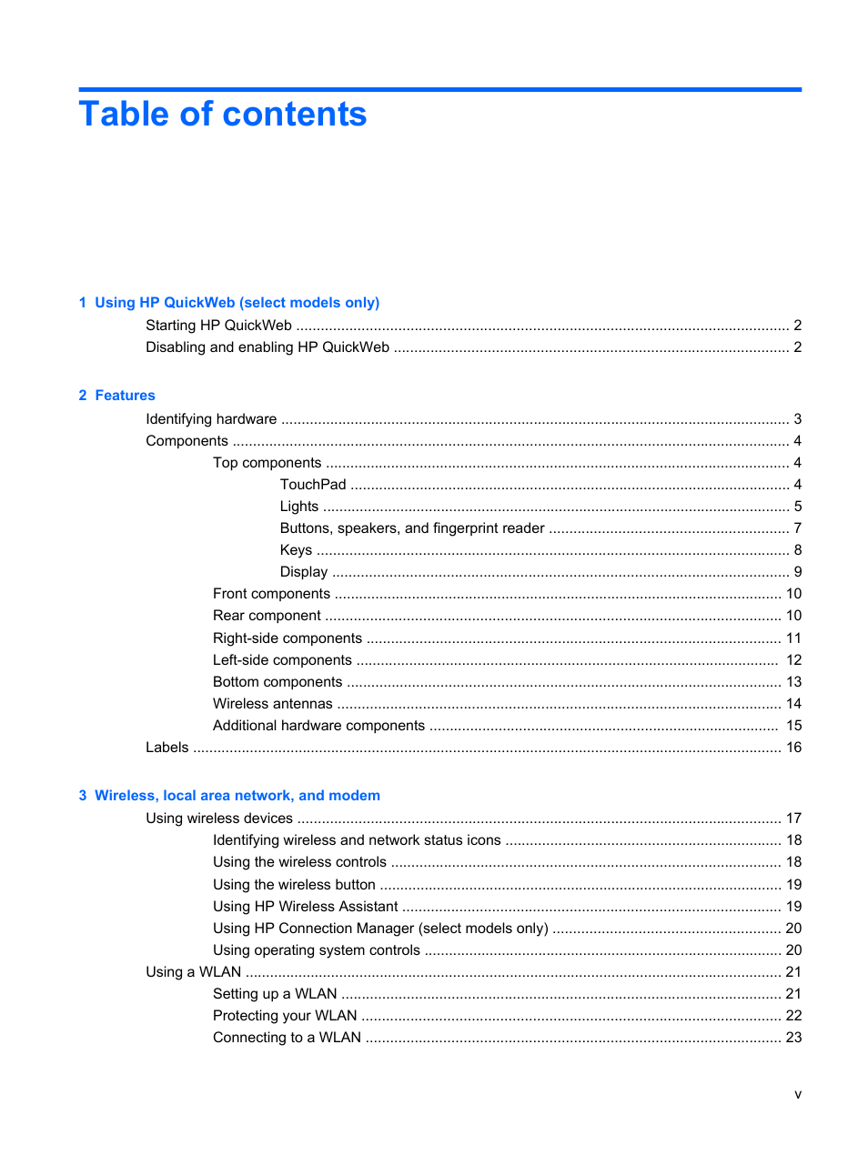 HP Pavilion dv4-2116tx Entertainment Notebook PC User Manual | Page 5 / 167