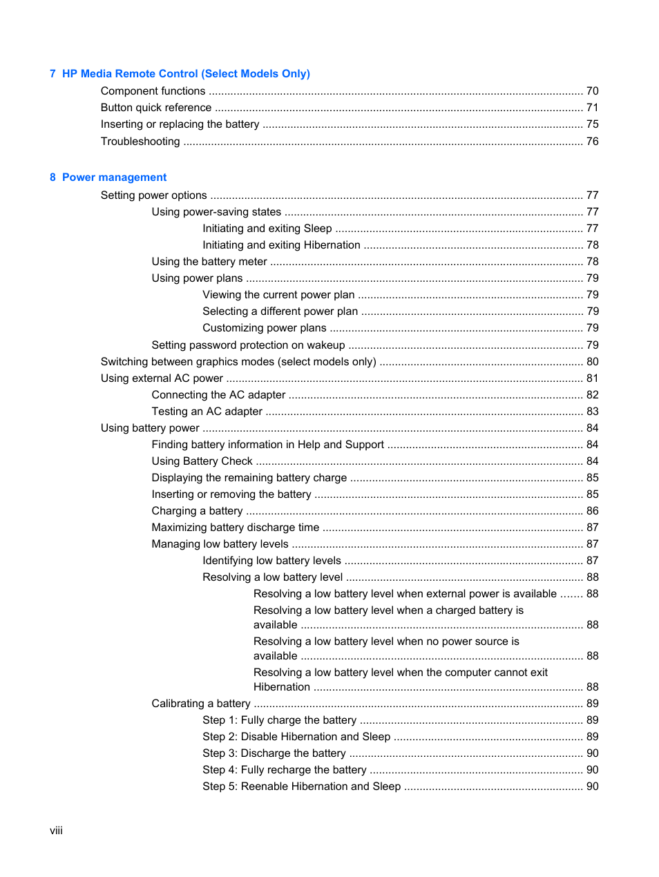 HP Pavilion dv4-2116tx Entertainment Notebook PC User Manual | Page 8 / 167