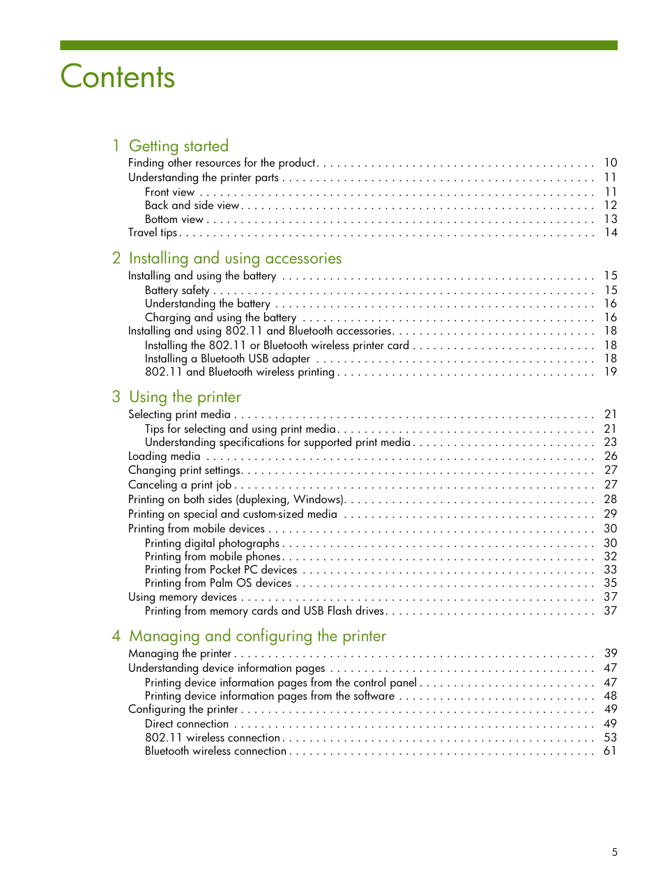 HP Deskjet 460cb Mobile Printer User Manual | Page 5 / 132