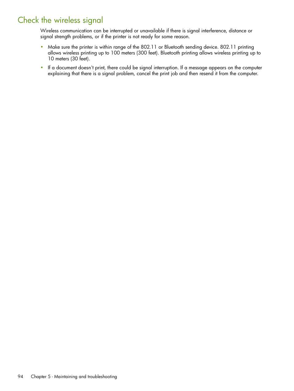 Check the wireless signal | HP Deskjet 460cb Mobile Printer User Manual | Page 94 / 132