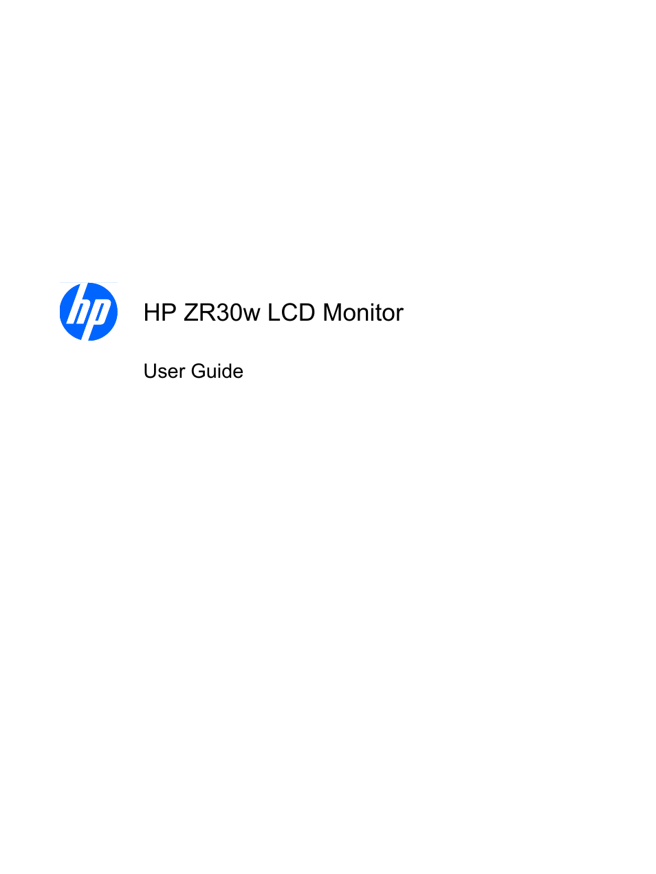 HP ZR30w 30-inch S-IPS LCD Monitor User Manual | 34 pages