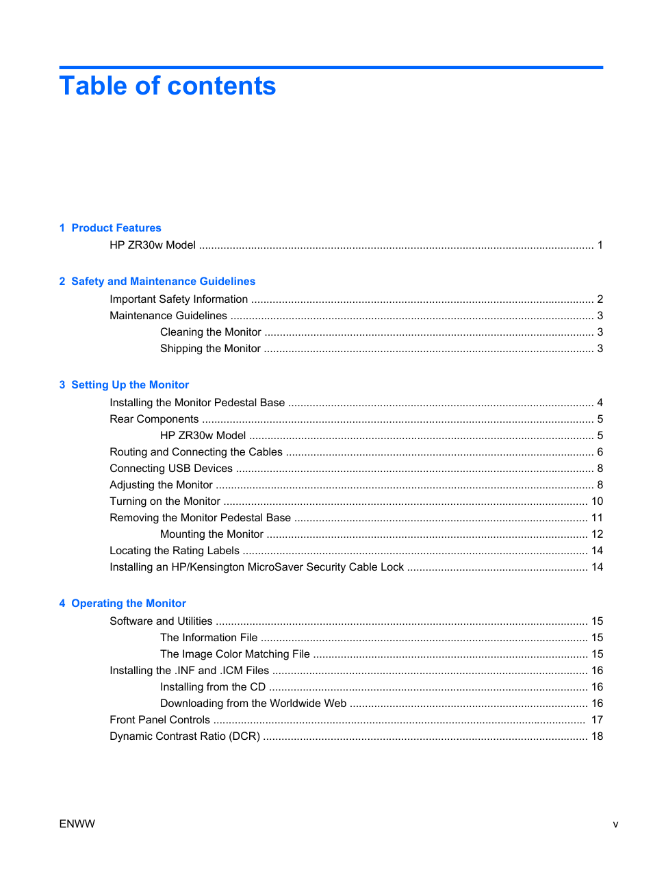 HP ZR30w 30-inch S-IPS LCD Monitor User Manual | Page 5 / 34
