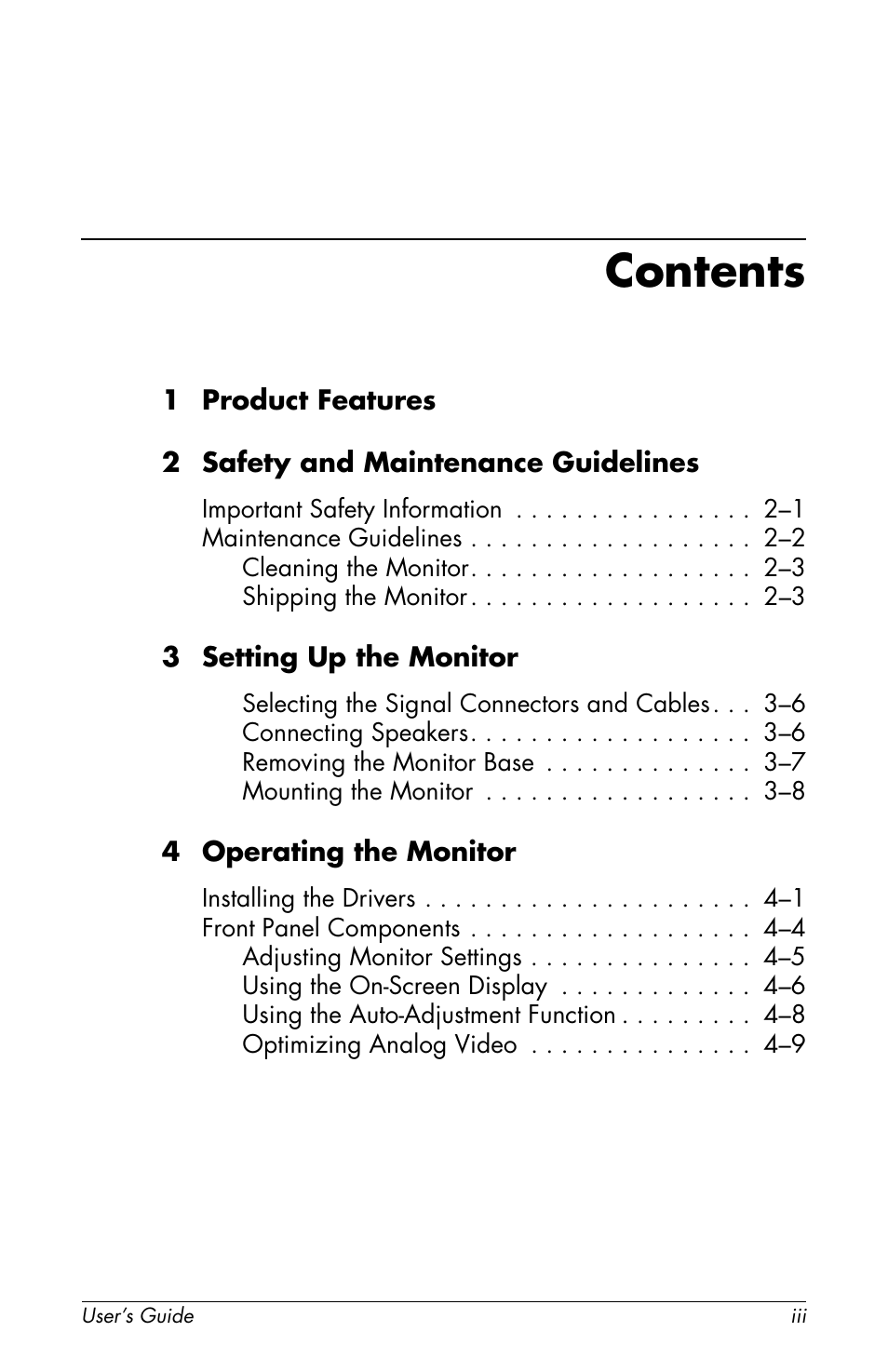 HP Pavilion f1904 19 inch LCD Monitor User Manual | Page 3 / 46
