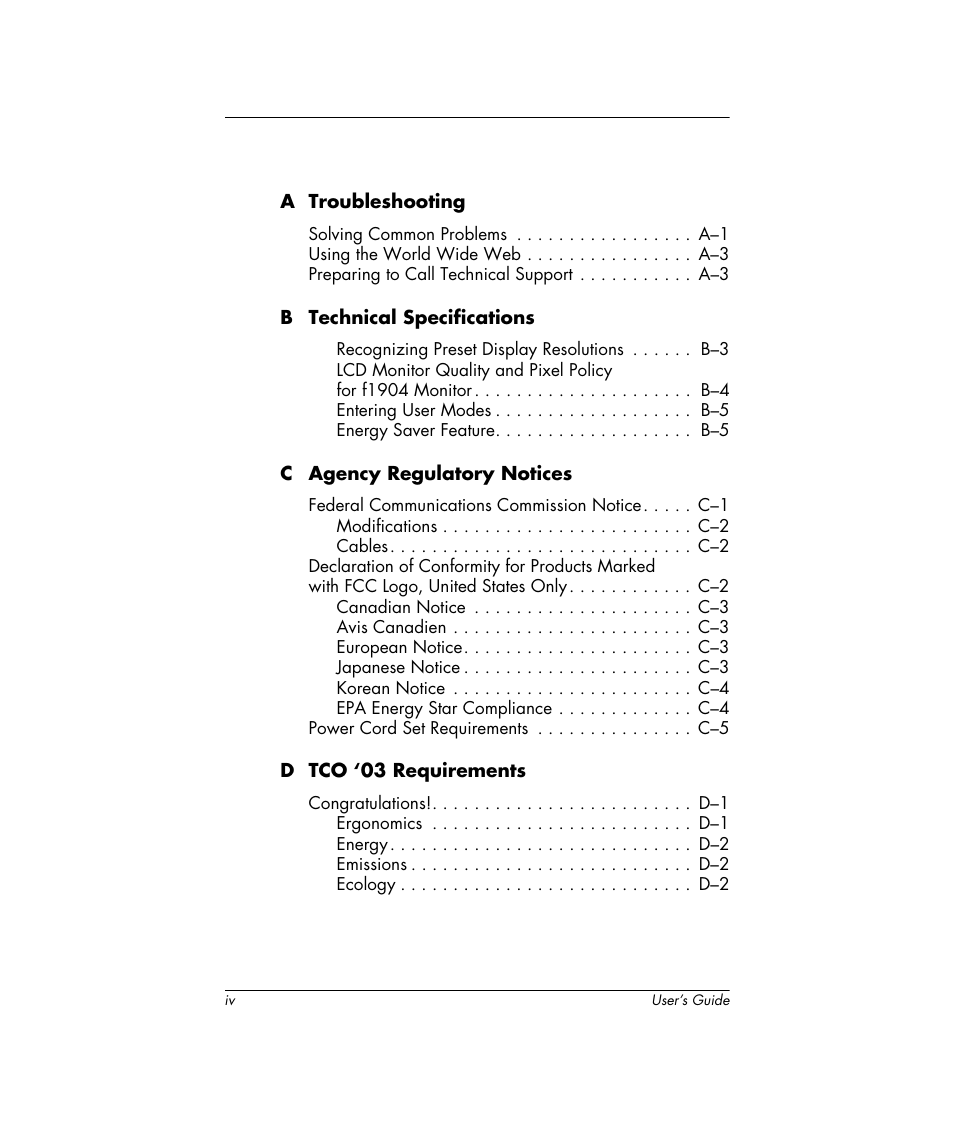 HP Pavilion f1904 19 inch LCD Monitor User Manual | Page 4 / 46