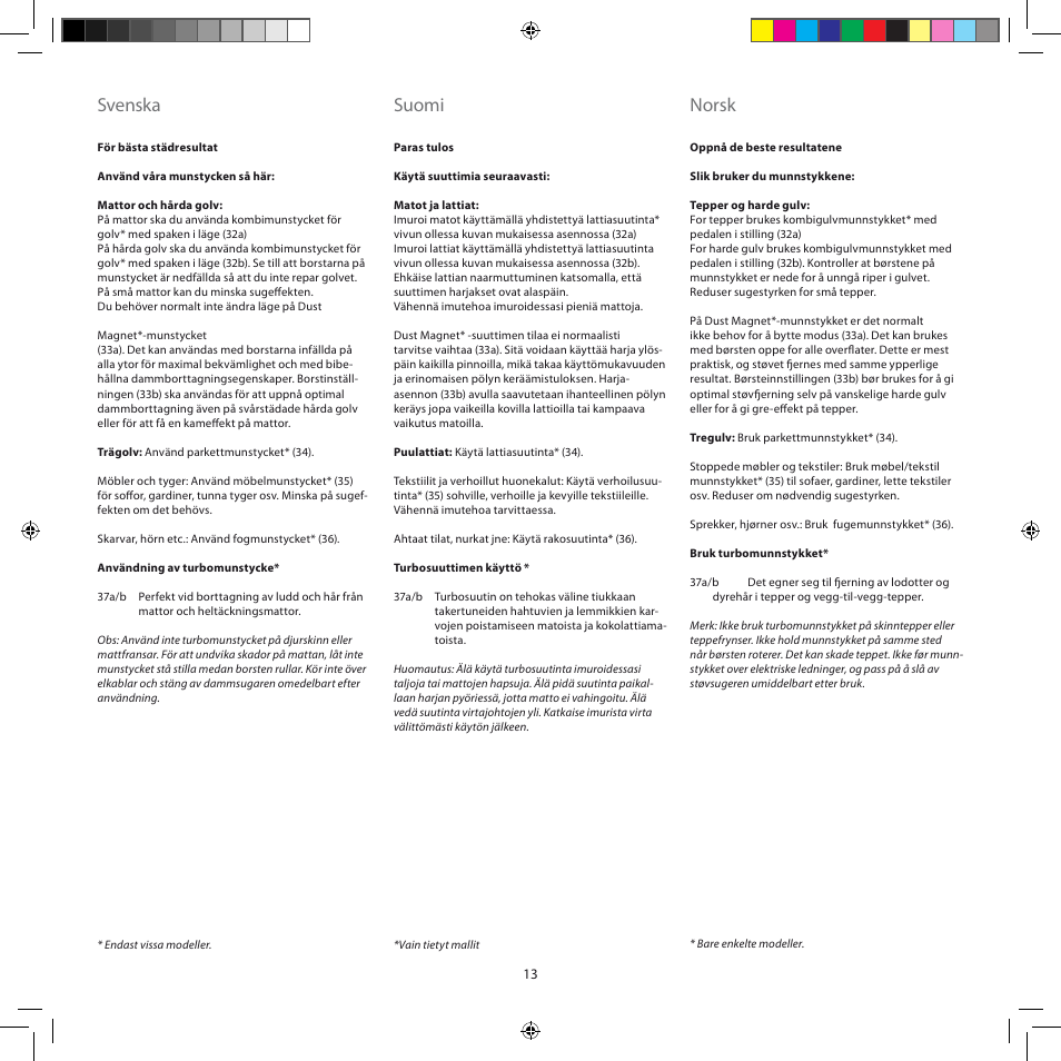 Svenska, Suomi, Norsk | AEG AJM6840 User Manual | Page 13 / 56