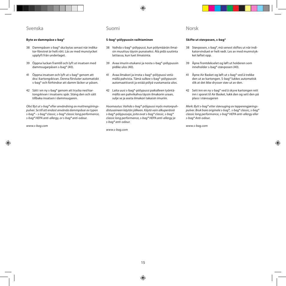 Svenska, Suomi, Norsk | AEG AJM6840 User Manual | Page 15 / 56