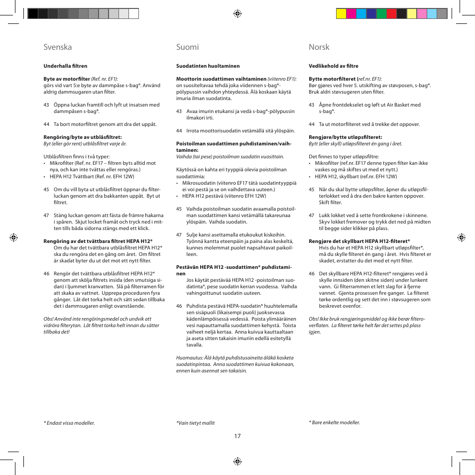 Svenska, Suomi, Norsk | AEG AJM6840 User Manual | Page 17 / 56