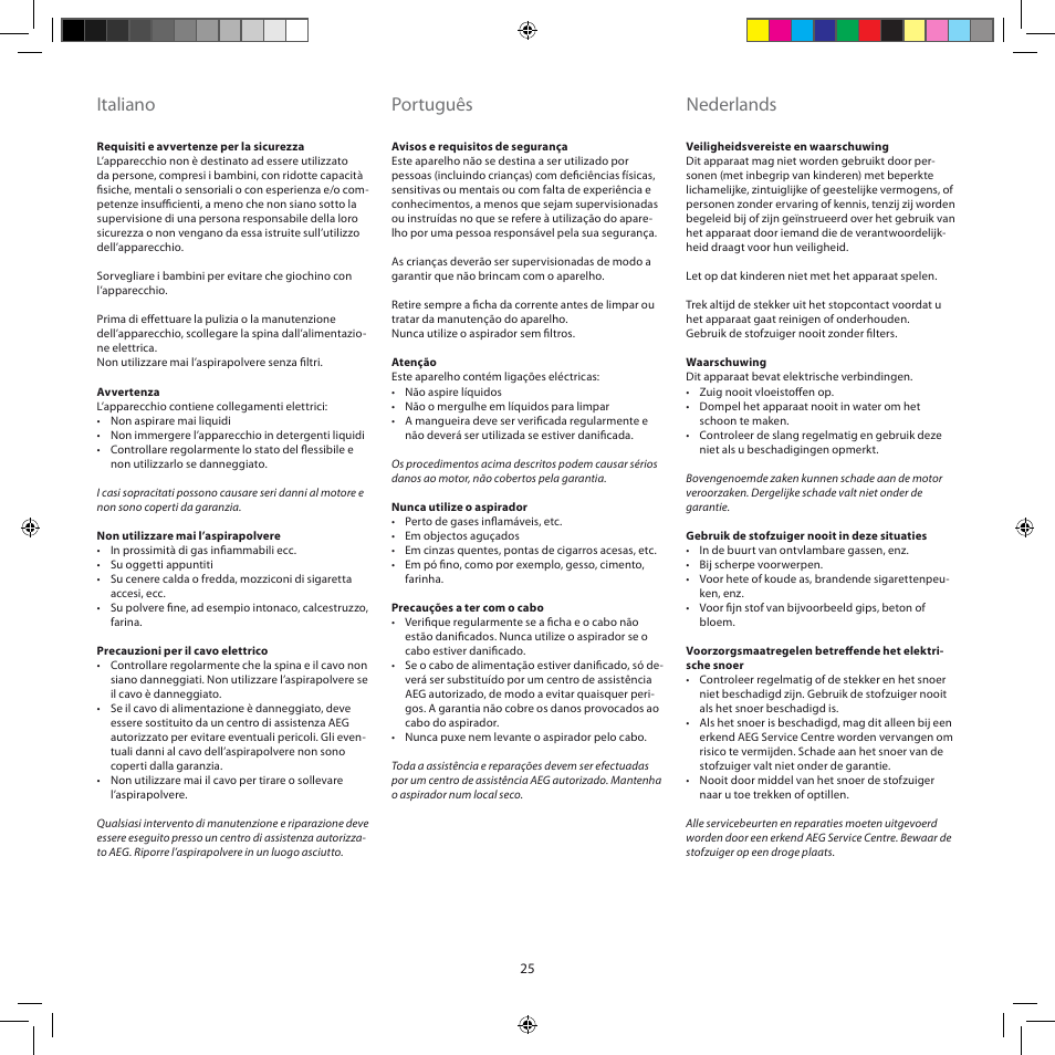 Italiano, Português, Nederlands | AEG AJM6840 User Manual | Page 25 / 56