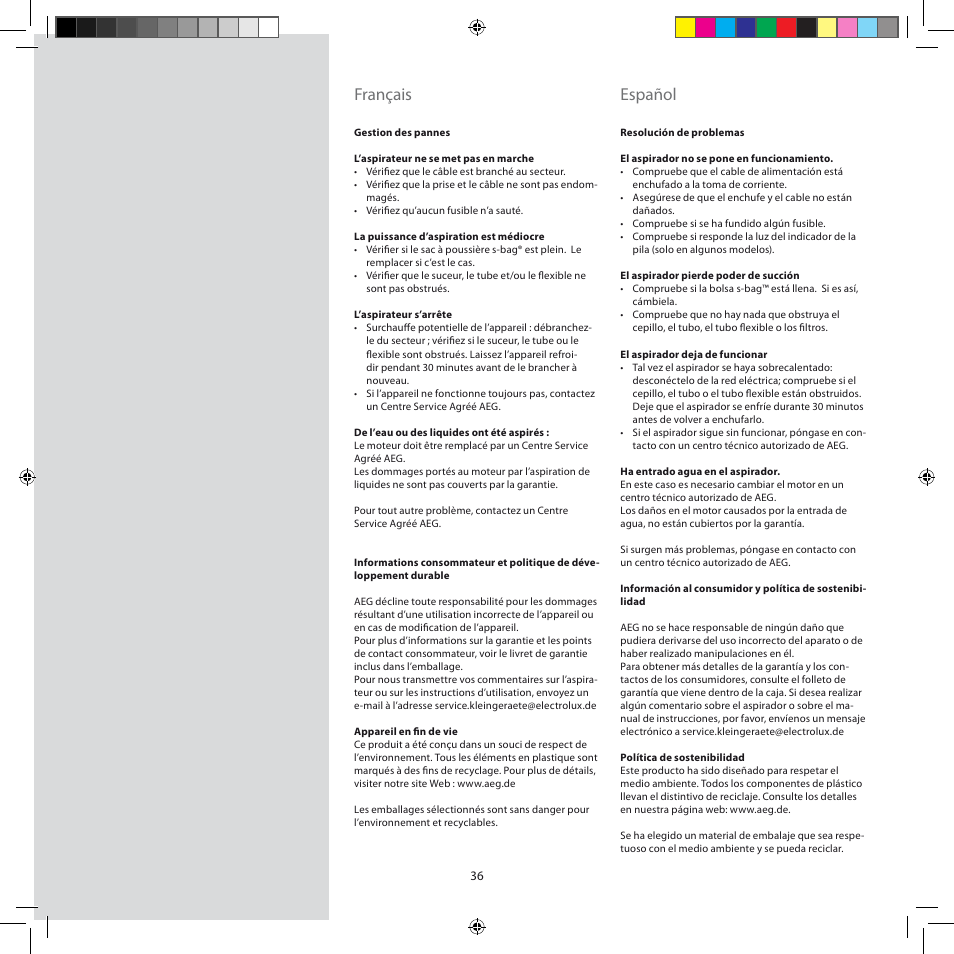 Français, Español | AEG AJM6840 User Manual | Page 36 / 56