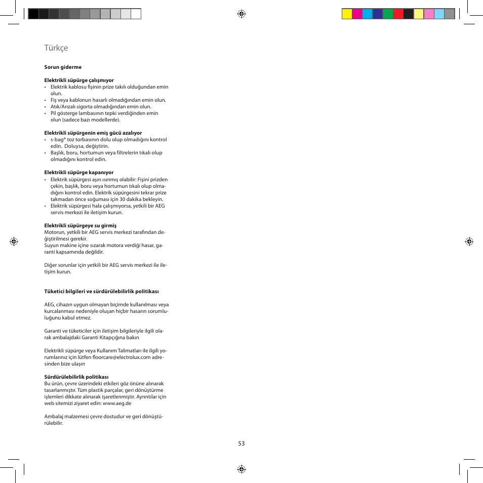 Türkçe | AEG AJM6840 User Manual | Page 53 / 56