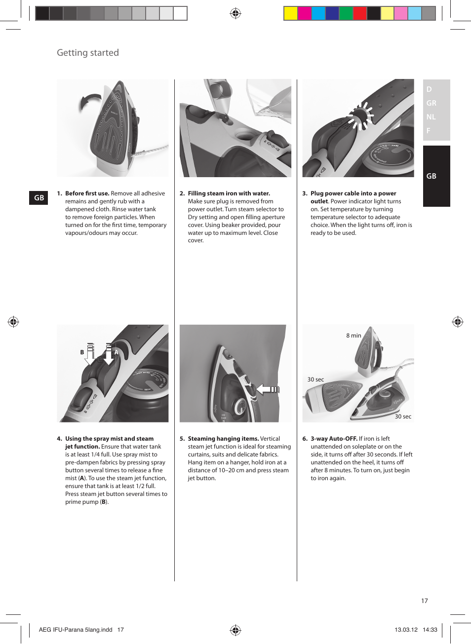 Getting started | AEG DB5130CO User Manual | Page 17 / 20