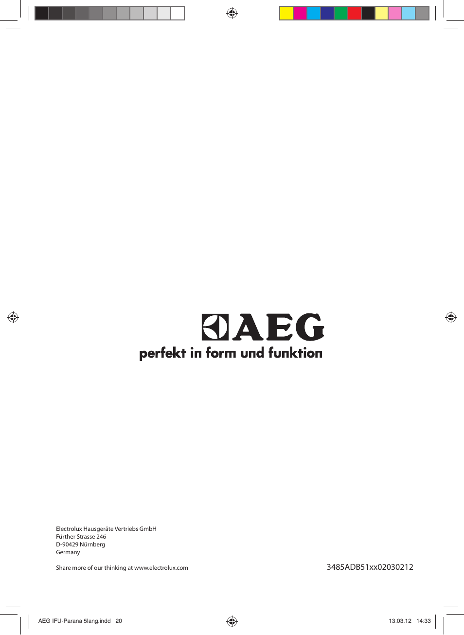 AEG DB5130CO User Manual | Page 20 / 20