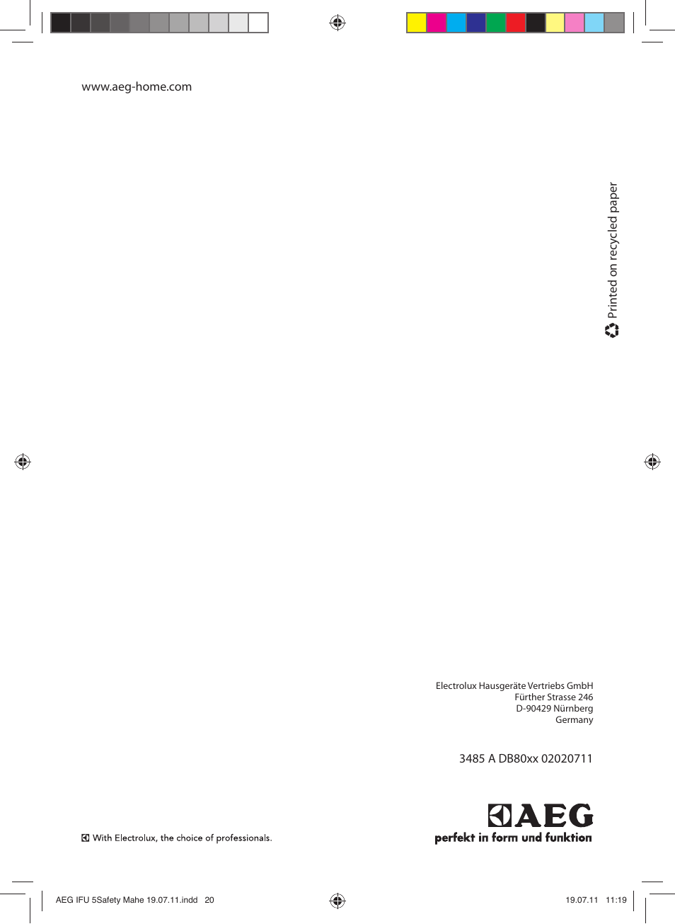 AEG DB8040 User Manual | Page 20 / 20