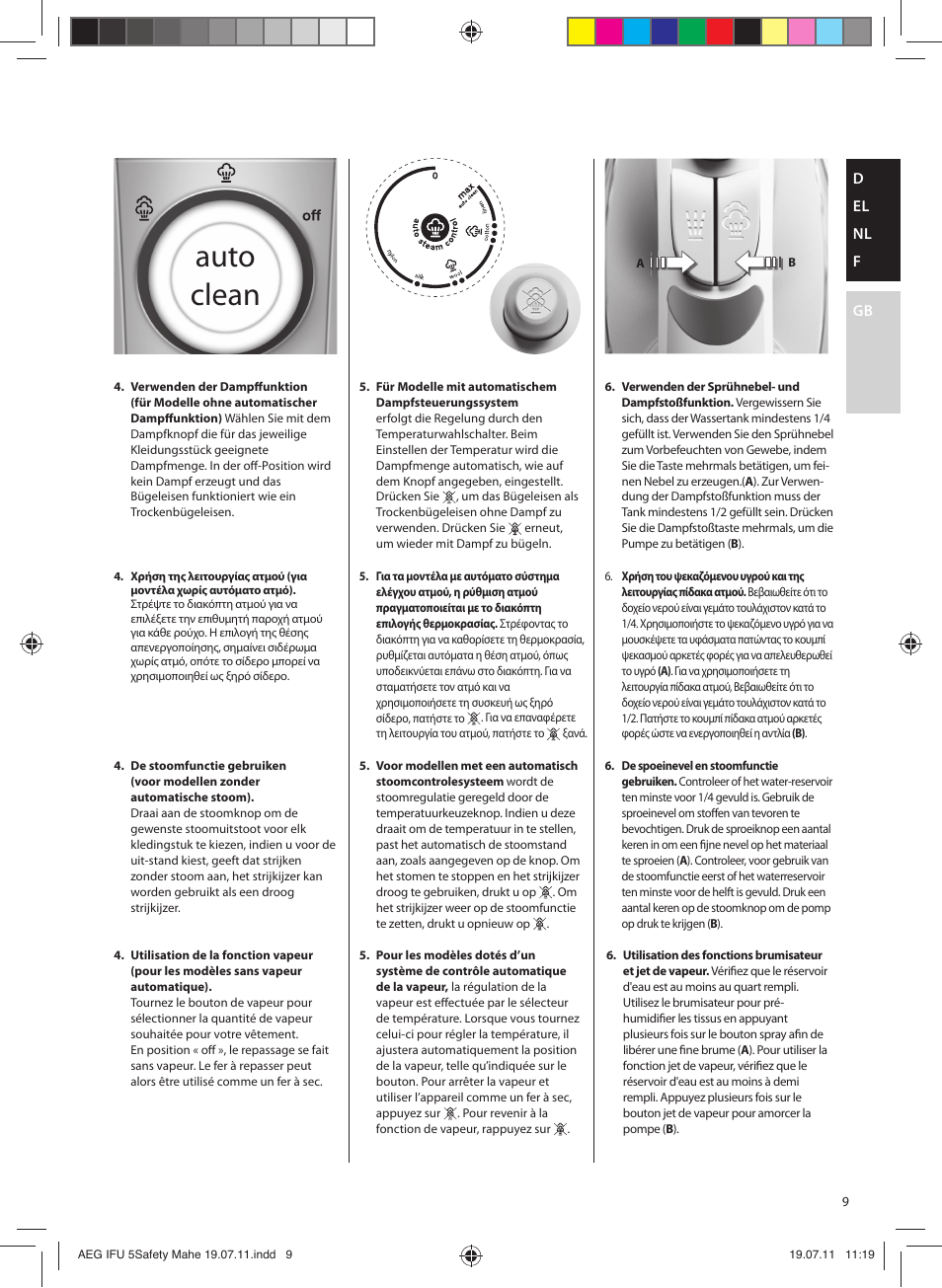 Auto clean | AEG DB8040 User Manual | Page 9 / 20