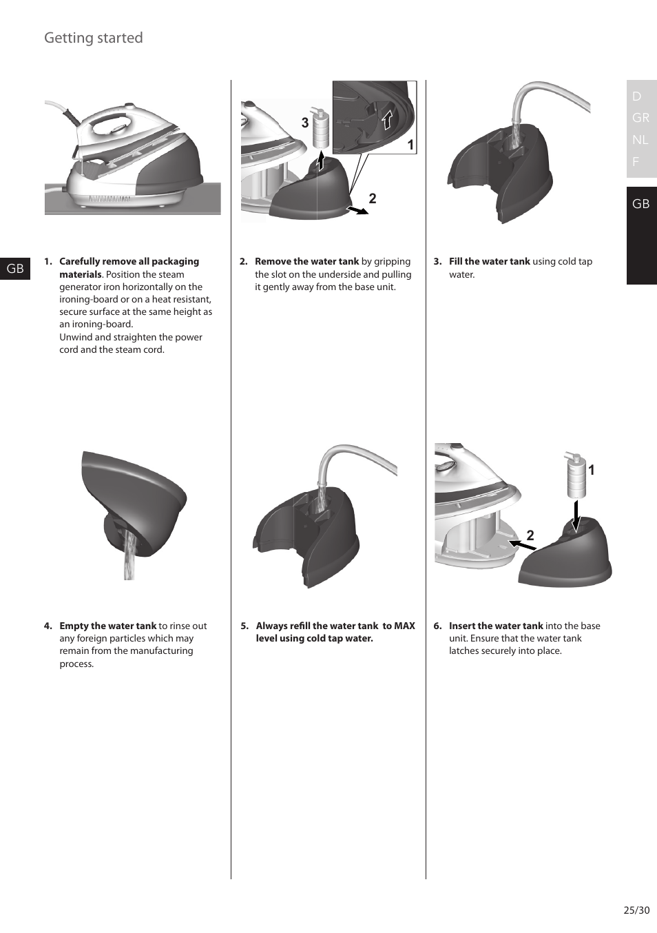 Getting started | AEG DBS2300 User Manual | Page 25 / 30