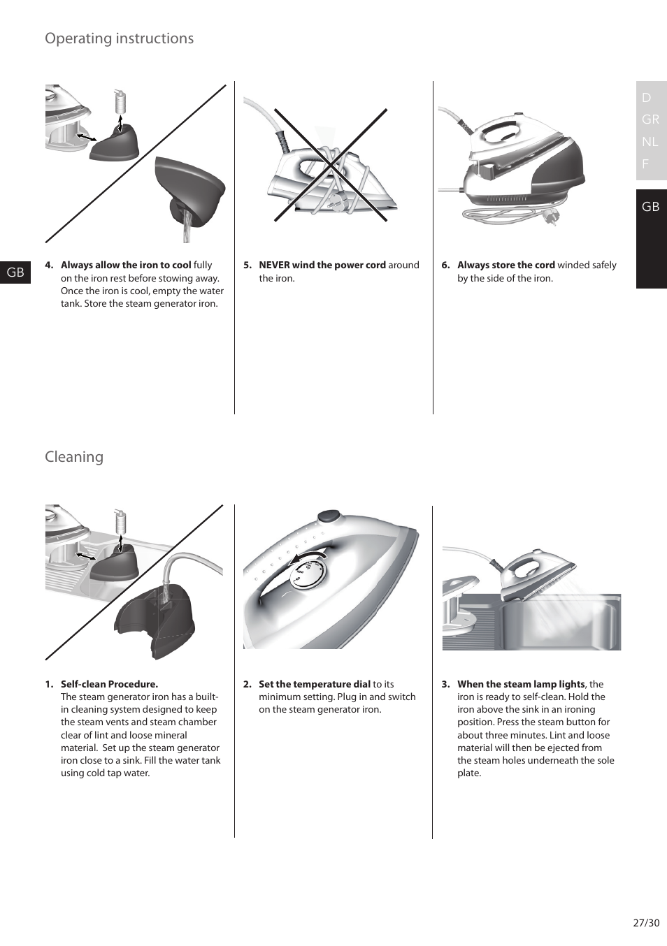 Operating instructions, Cleaning | AEG DBS2300 User Manual | Page 27 / 30