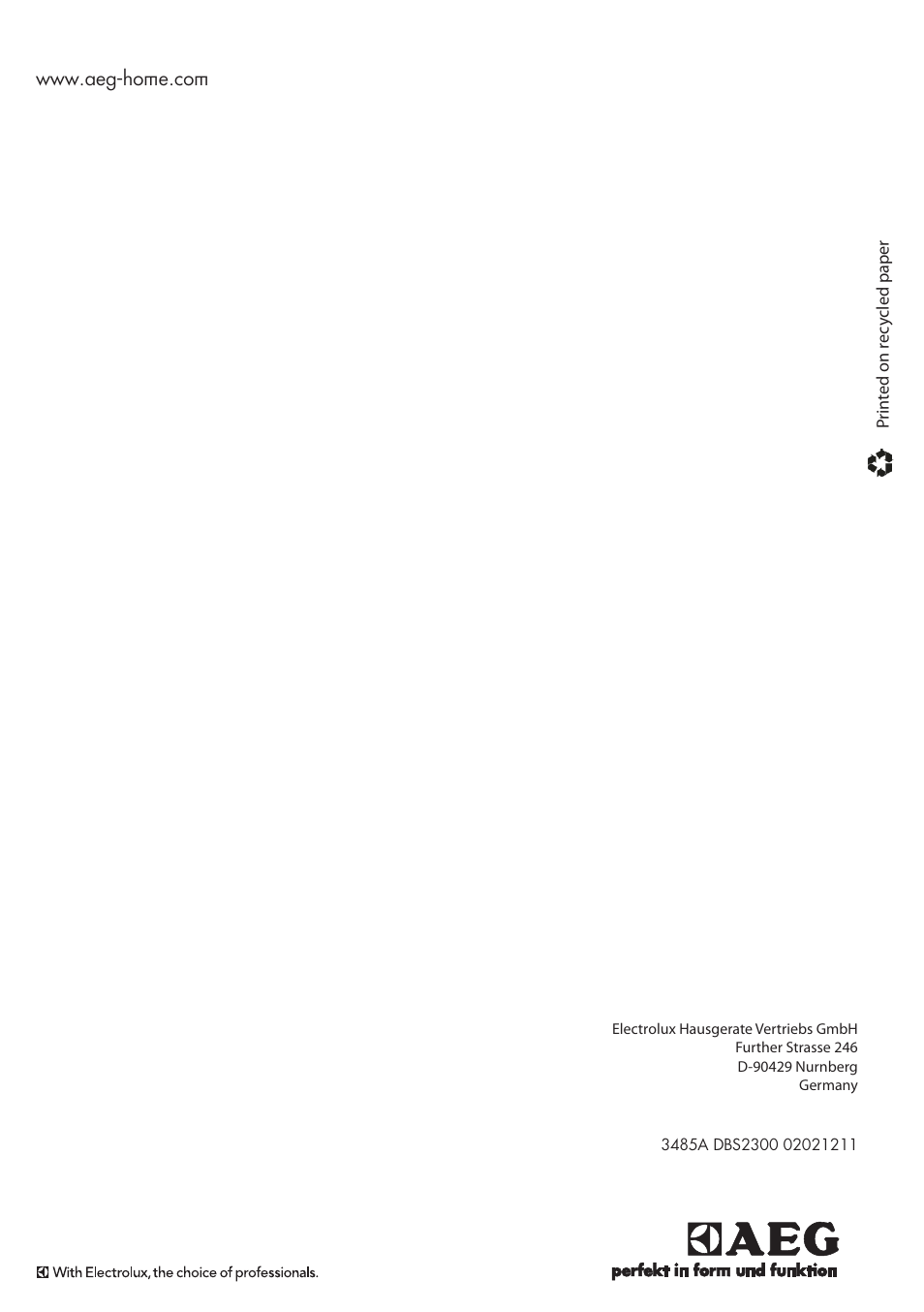 AEG DBS2300 User Manual | Page 30 / 30