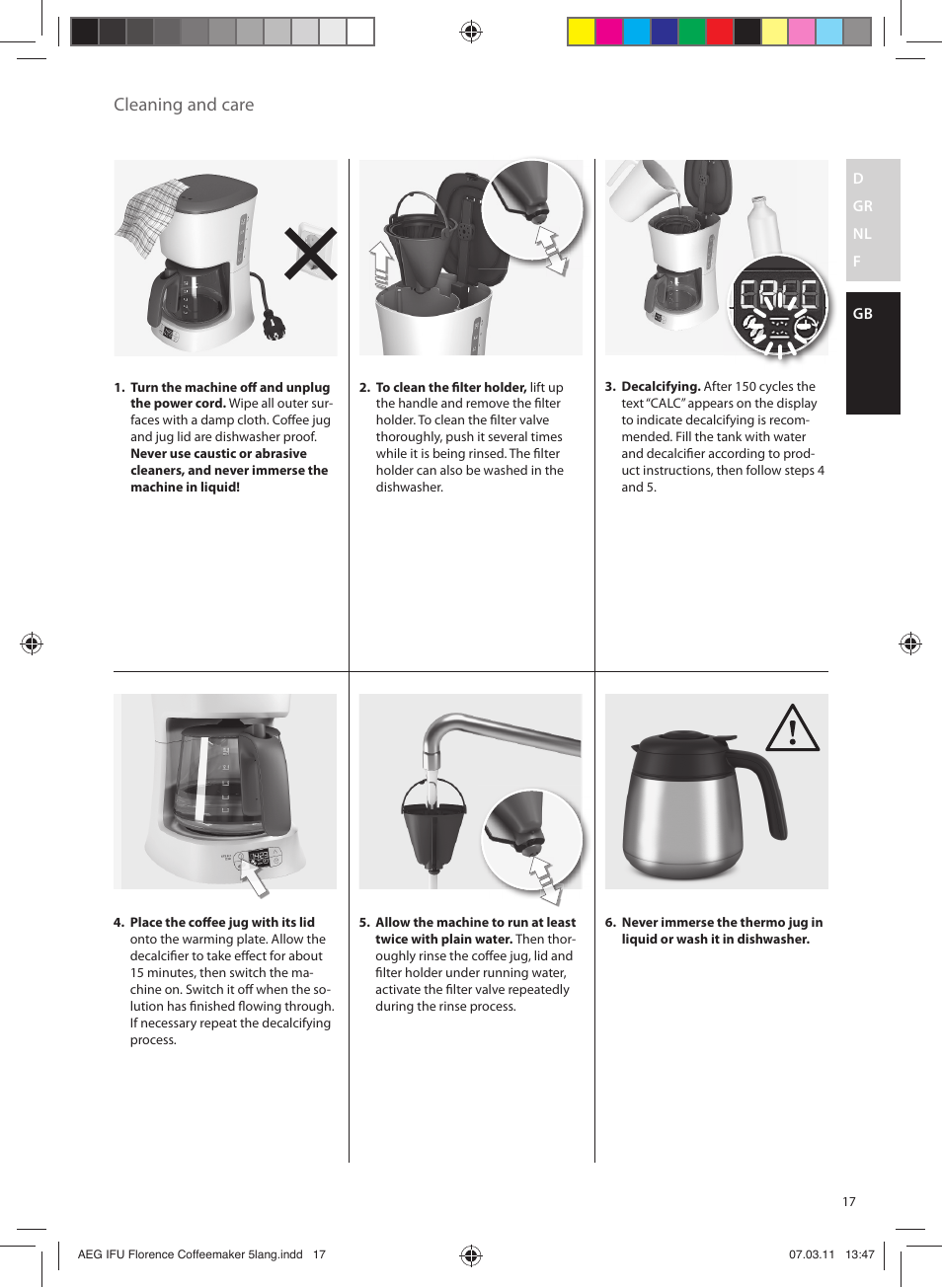 Cleaning and care | AEG KF5265 User Manual | Page 17 / 20
